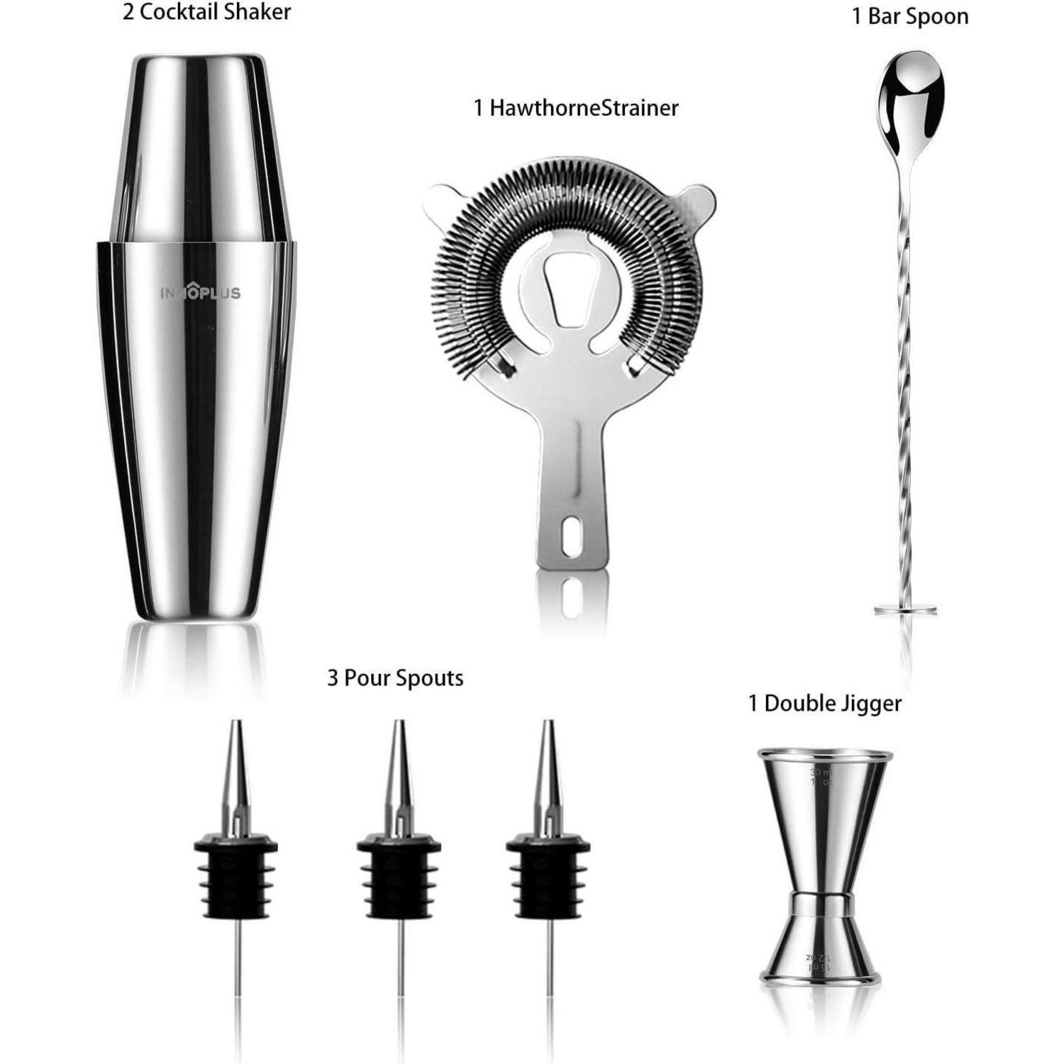 LuxusKollektion Cocktail Shaker Cocktail Shaker Set Premium Boston 800ML 600ML Geschenkset 8-teilig