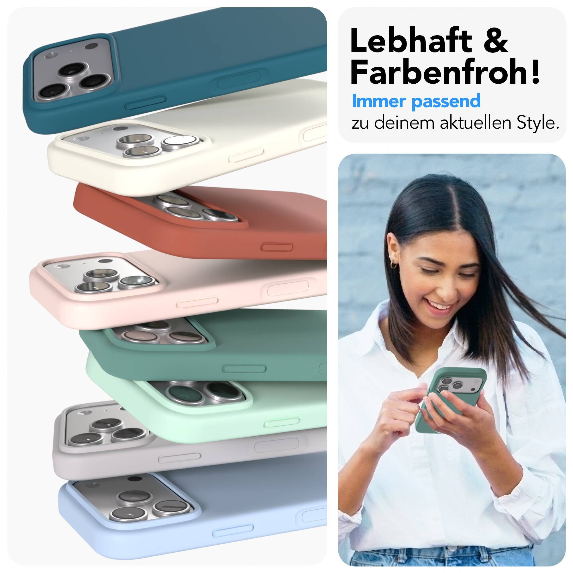 EAZY CASE Handyhülle für Apple iPhone 17 Pro Hülle Silikon 6,3 Zoll, Schutzhülle mit Kameraschutz Back Cover Bumper Case Case Dunkelgrün – Bild 2 von 5