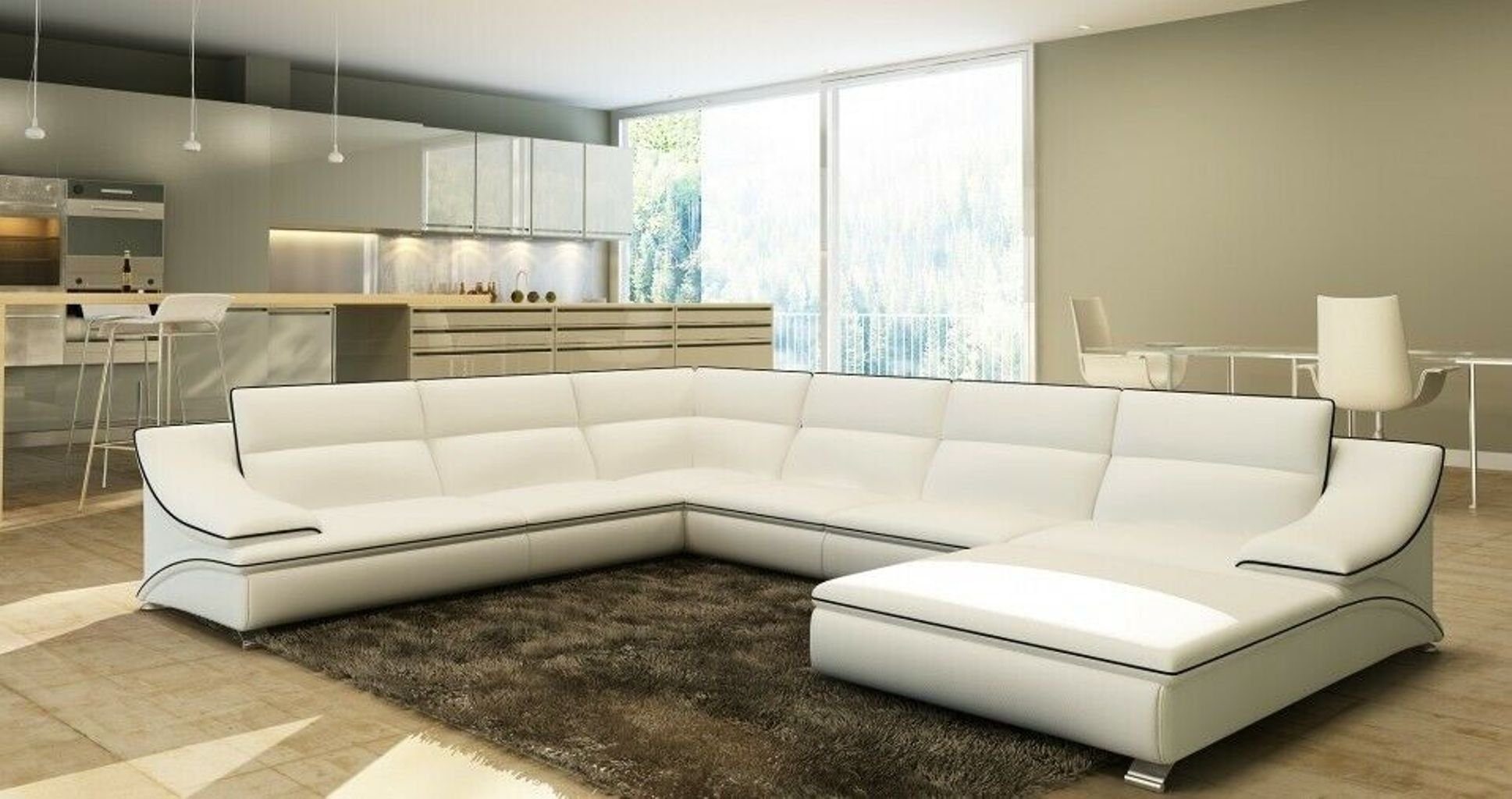 JVmoebel Ecksofa Ecksofa mit USB Ledersofa Polster Wohnlandschaft Couch Sofa, Made in Europe