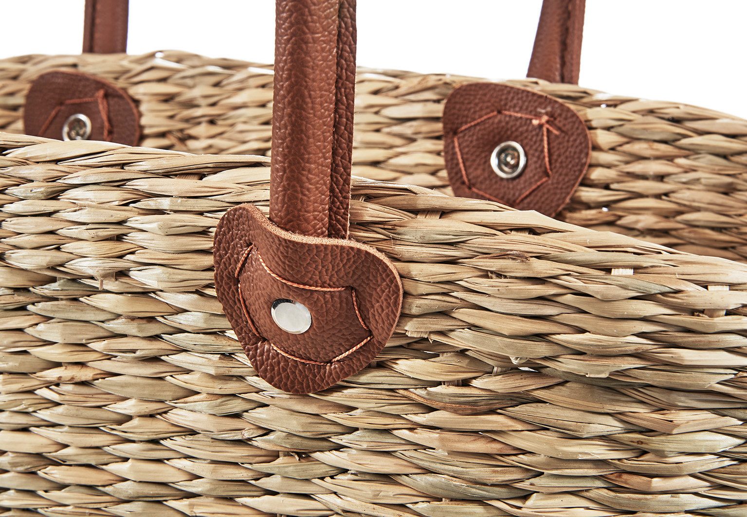 Kobolo Shopper Seegrastasche natur Ledergriffe – Bild 3 von 5