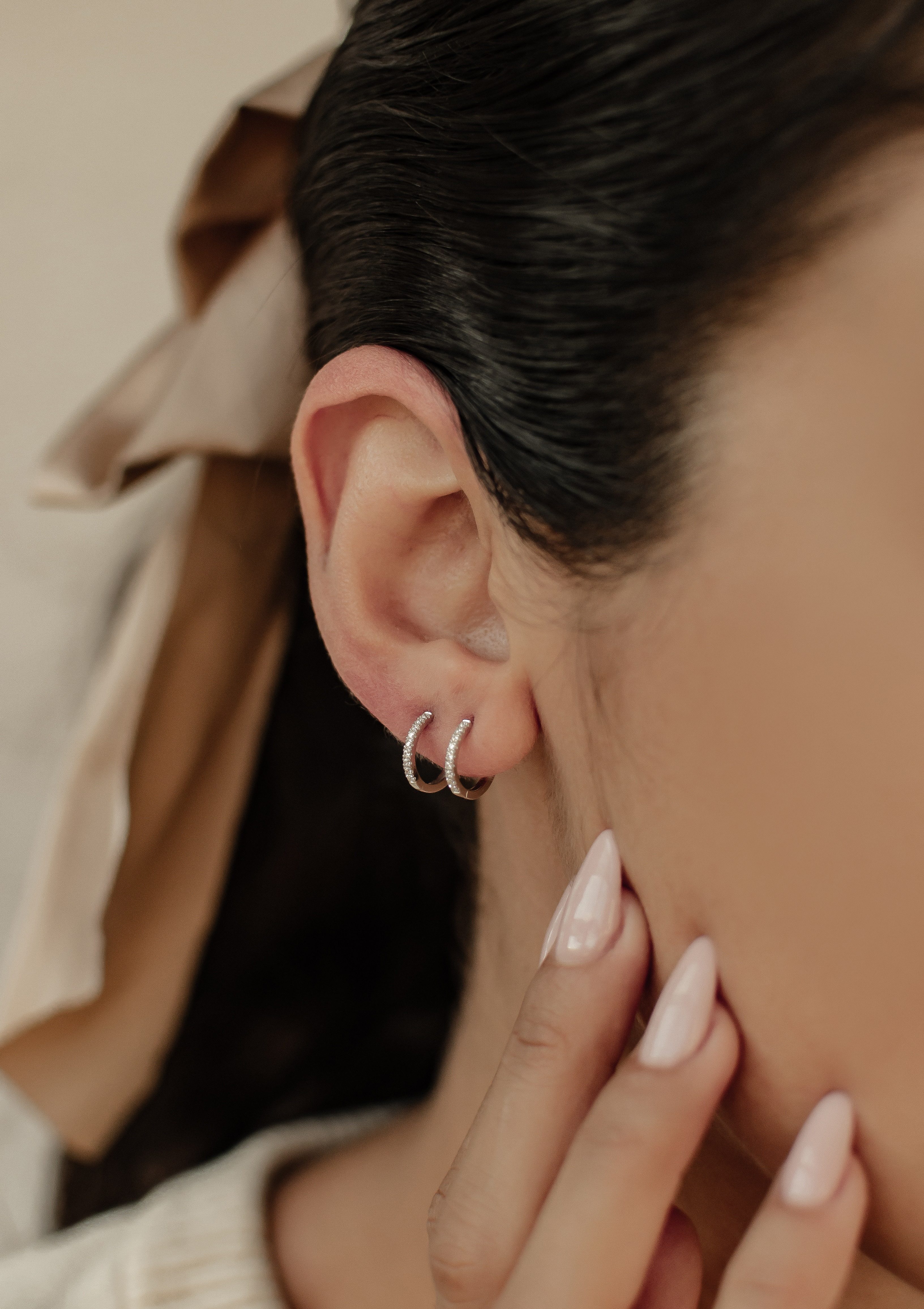 Dear Me Paar Creolen 585 Gold Weißgold Damen, Massivgold Schmuck Kristall, günstig online kaufen