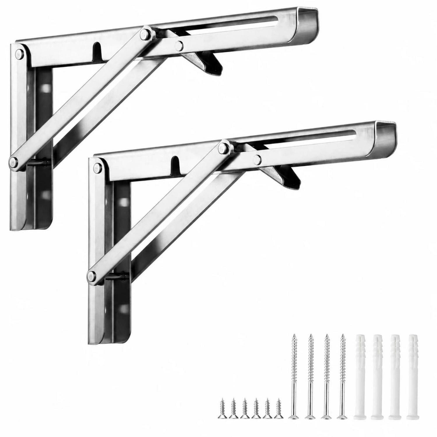 LuxusKollektion Wandregalhalter Klappkonsolen Edelstahl 2er-Set 150 mm, 2-tlg.