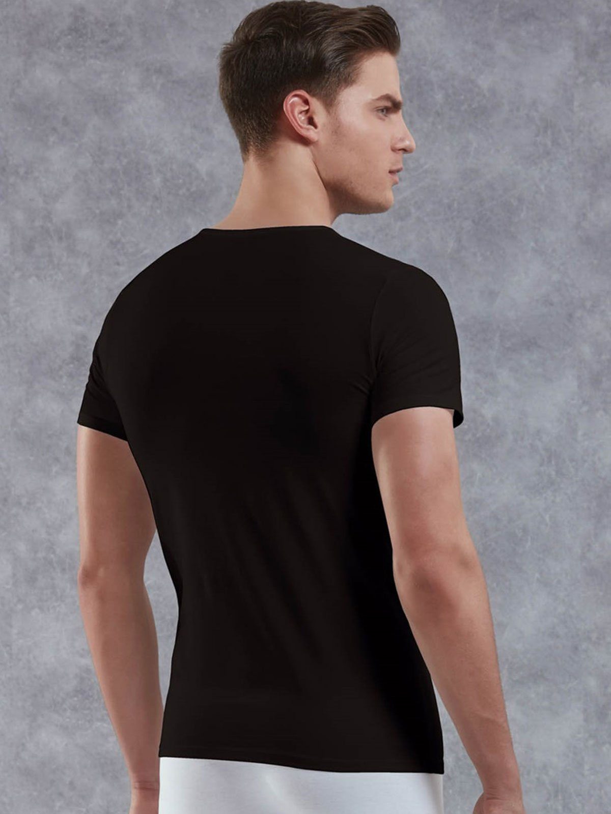Doreanse Underwear DA2855 V-Shirt Business Modal Herren Unterhemden, T-Shirt Schwarz V-Neck