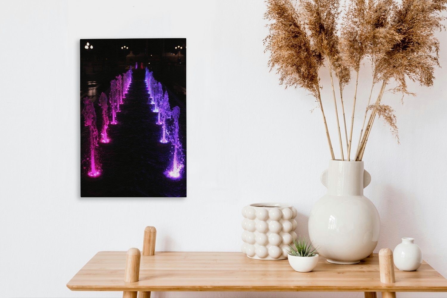 OneMillionCanvasses® Leinwandbild Rosa-violetter (1 bespannt Leinwandbild Zackenaufhänger, inkl. Springbrunnen, Gemälde, St), fertig 20x30 cm