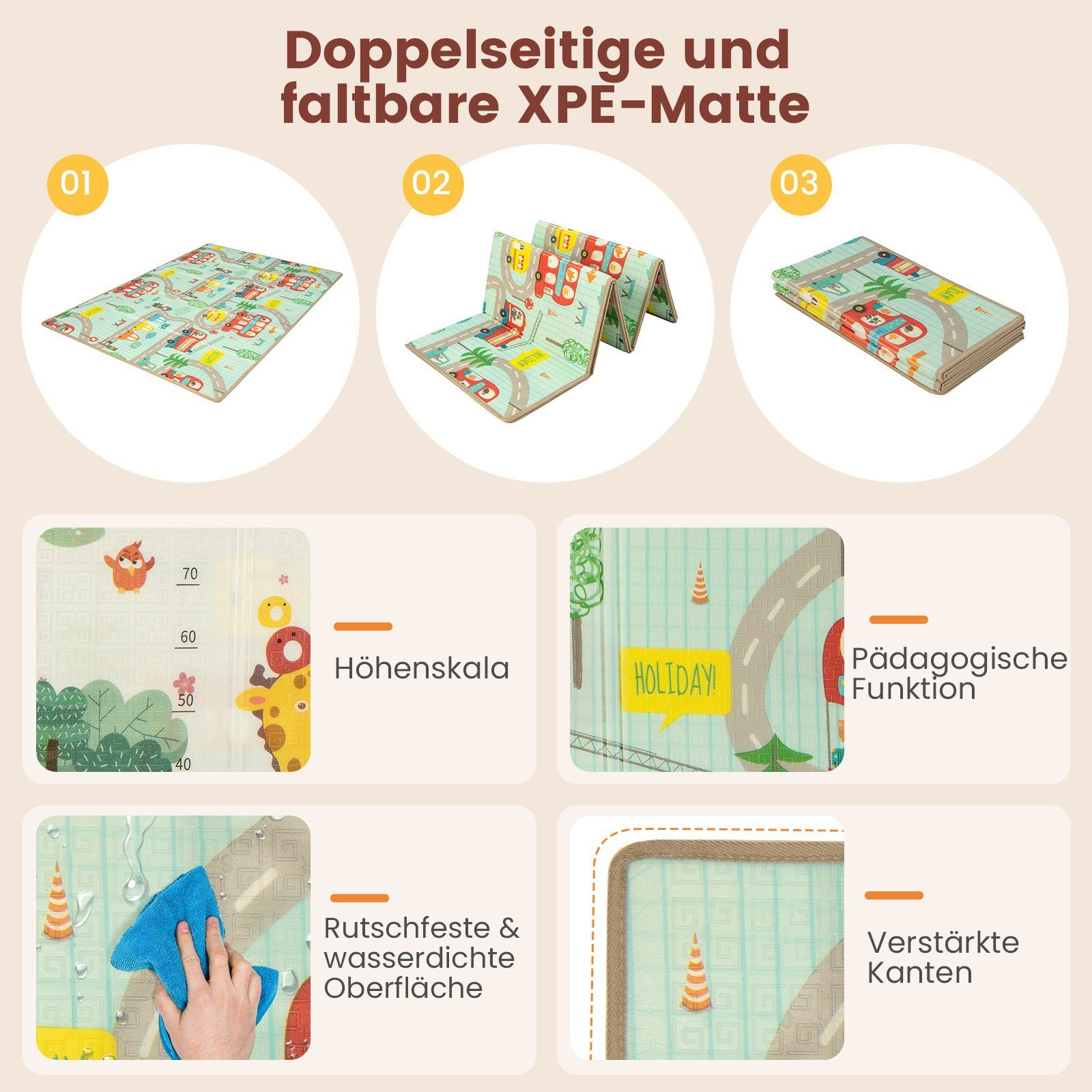 COSTWAY Laufstall Baby Laufgitter, 188 x 157 cm, mit Matratze günstig online kaufen