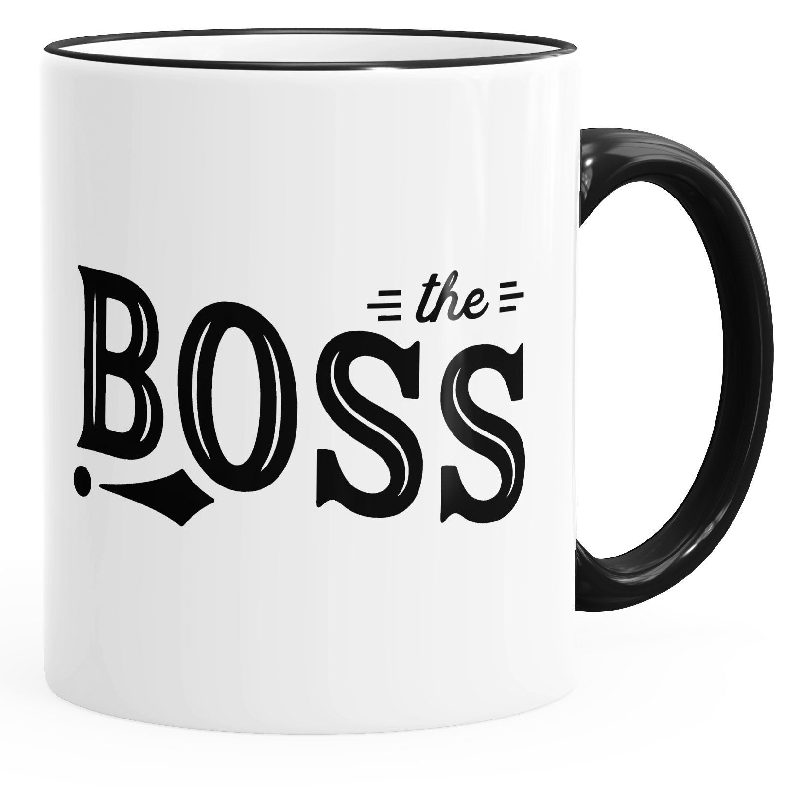 MoonWorks Tasse Kaffee-Tasse Chef-Tasse "The Boss" mit farbiger Kante MoonWorks®, Keramik