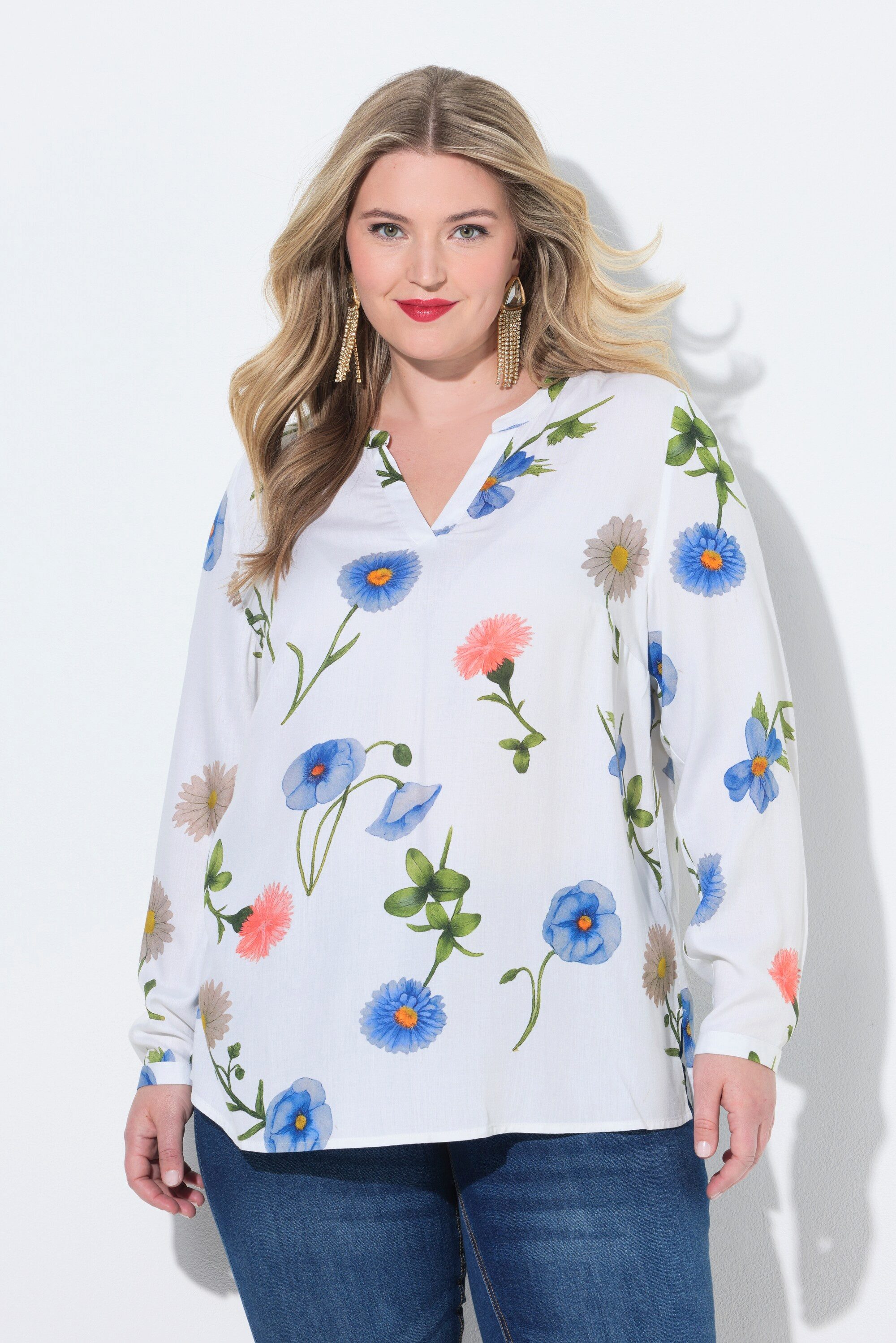 MIAMODA Longbluse Tunika Regular Fit Blumen-Muster