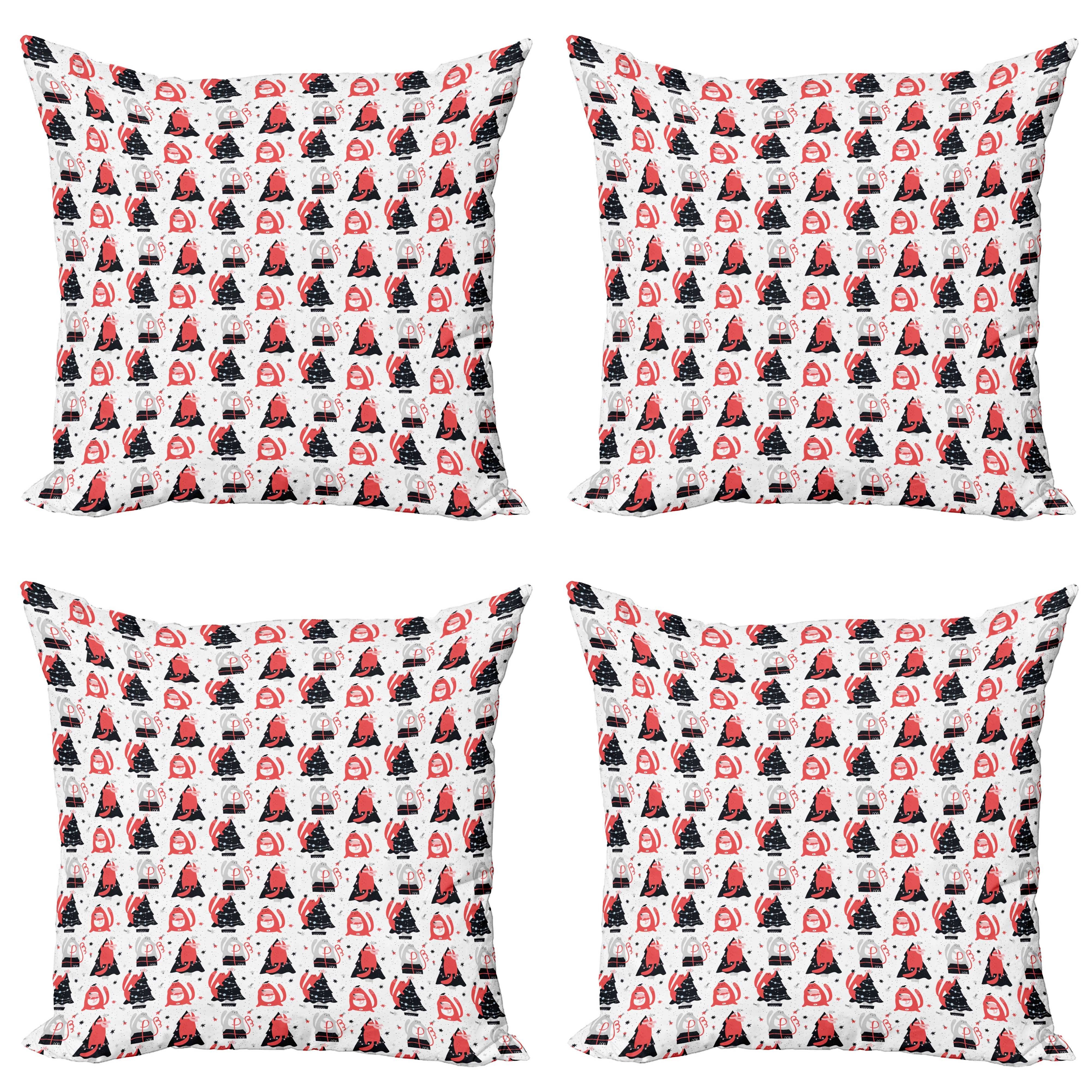 Kissenbezüge Modern Accent Doppelseitiger Digitaldruck, Abakuhaus (4 Stück), Winter Katzen Vorbereitung auf Weihnachten