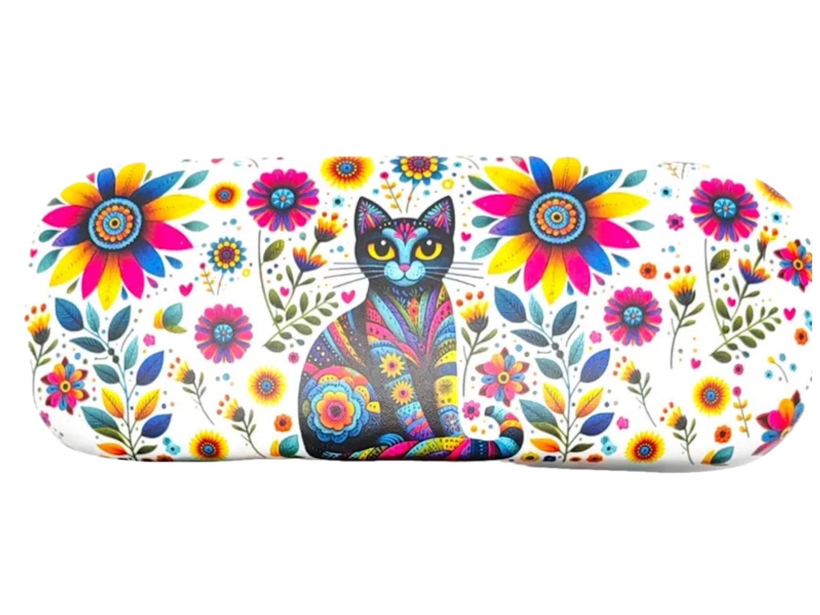 Brillenetui mit Pop-Art Katzenmotiv
