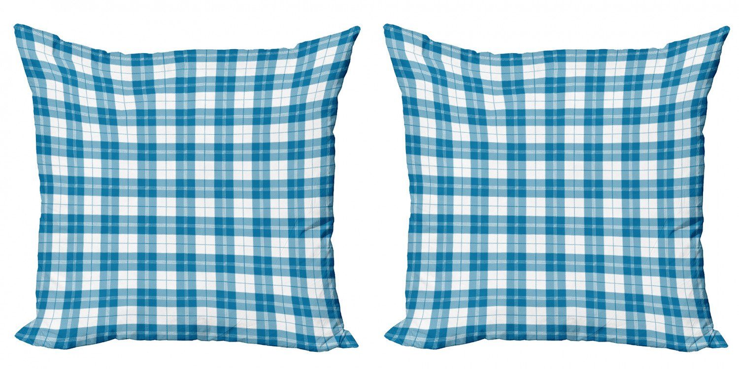 Kissenbezüge Modern Accent Doppelseitiger Digitaldruck, Abakuhaus (2 Stück), Blau und weiß Scottish Checkered