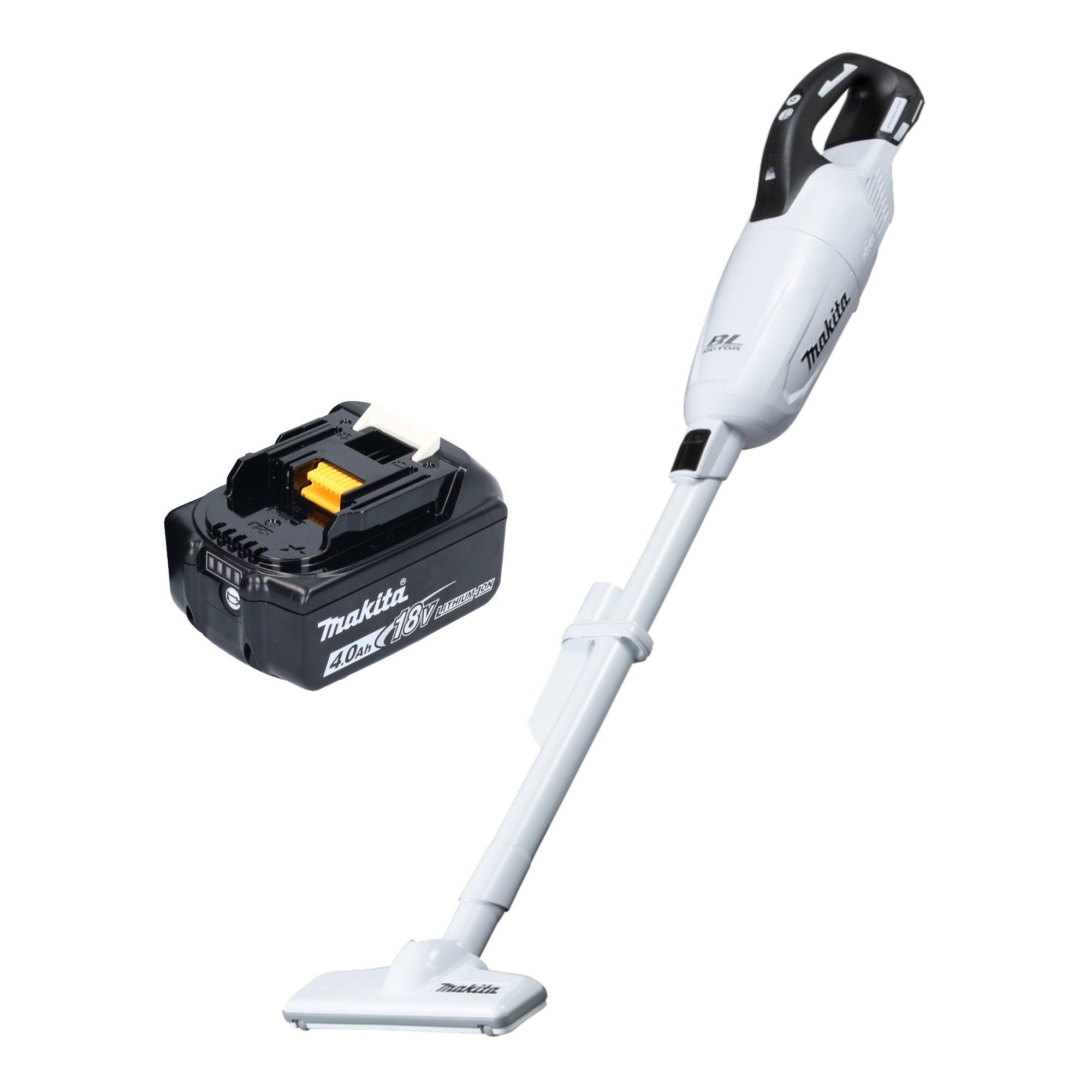 Makita Akku-Handstaubsauger DCL 281 FM1W 18 V weiß Brushless + 1x Akku 4,0 Ah - ohne Ladegerät