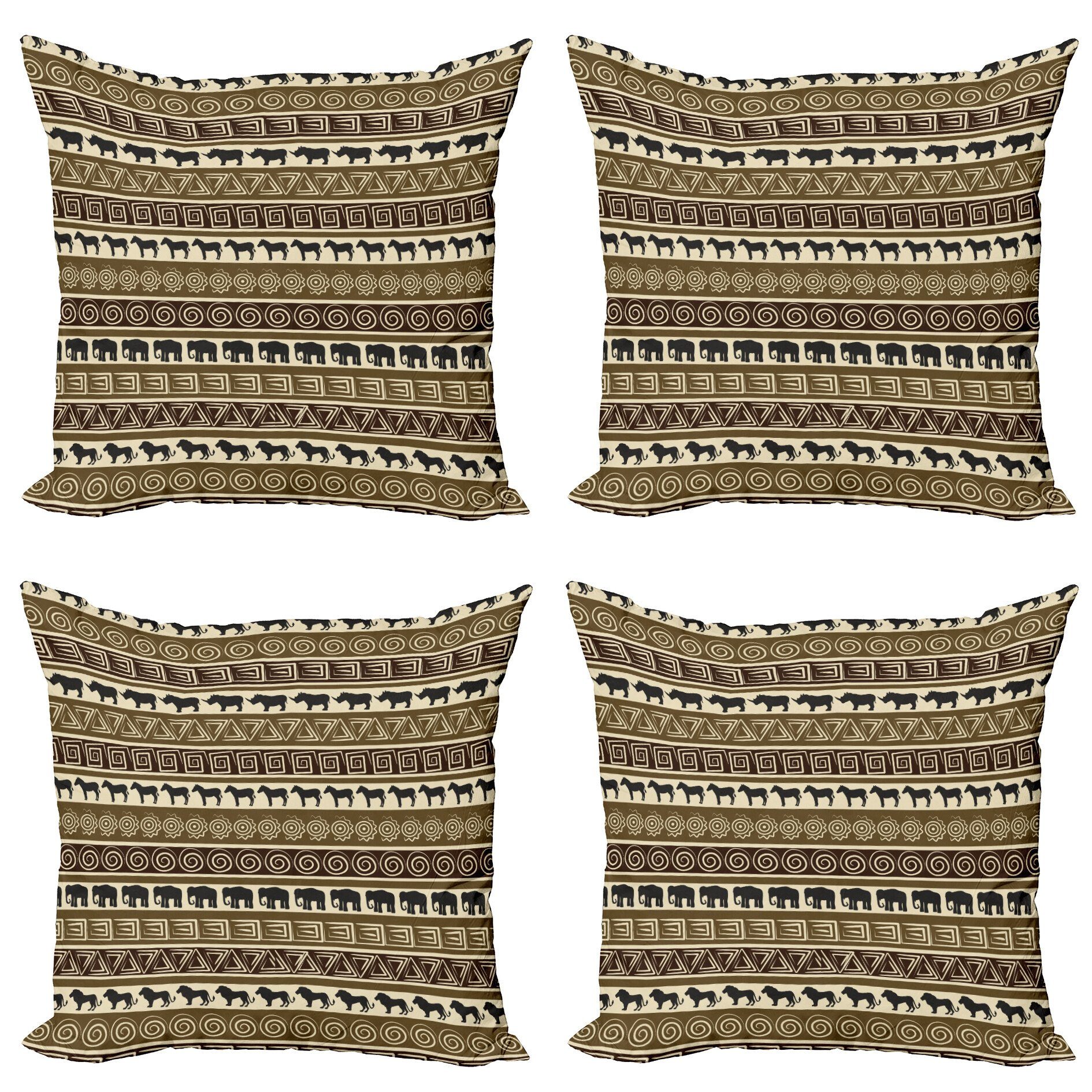 Kissenbezüge Modern Accent Doppelseitiger Digitaldruck, Abakuhaus (4 Stück), Geometrisch Afrika Theme Stripes Tiere