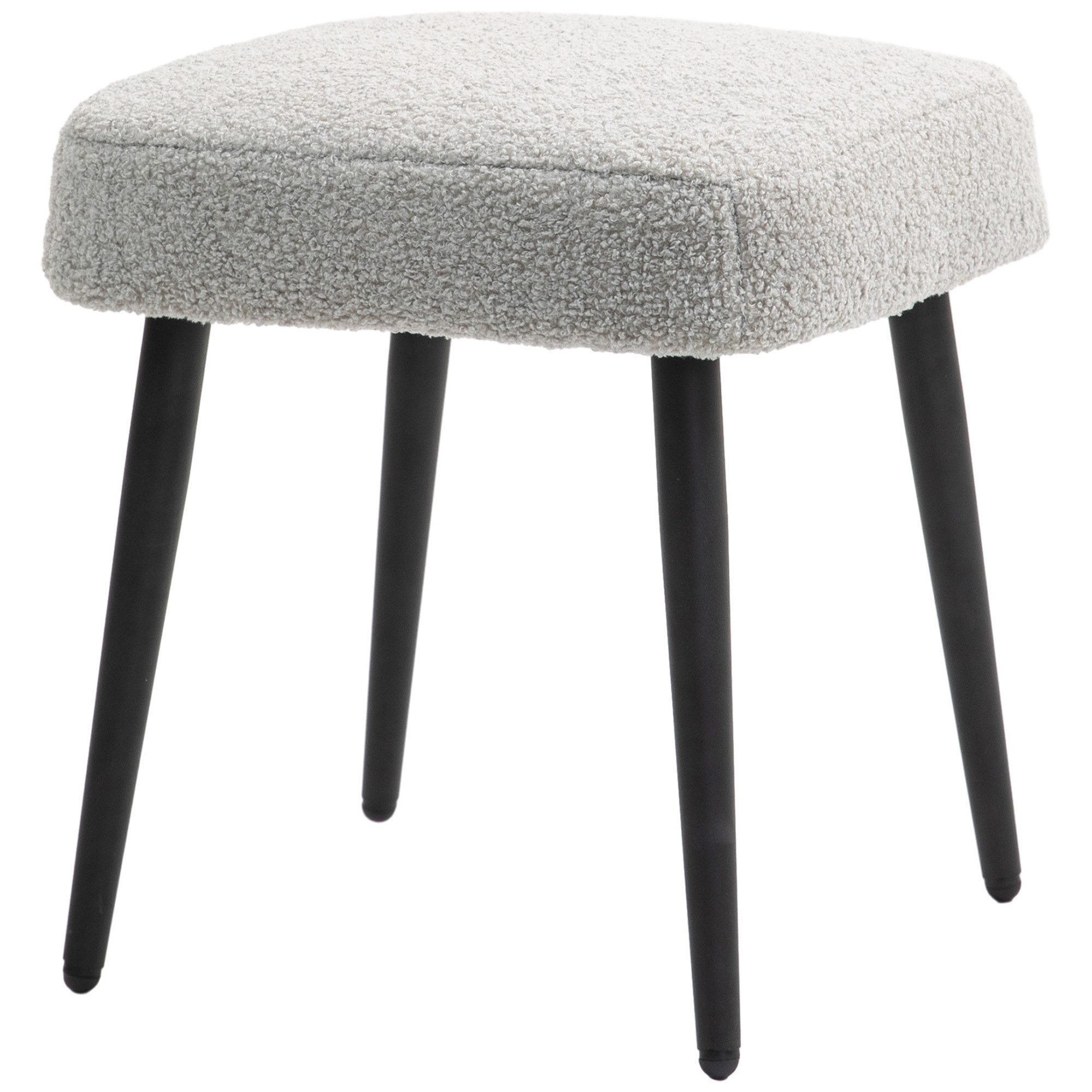 HOMCOM Fußhocker Hocker mit weichem Sitzkissen, Stahlbeinen, Polsterhocker Ottoman (Hocker, 1 St., Sitzhocker), für Schlafzimmer, Stahlbeine, Hellgrau – Bild 2 von 5