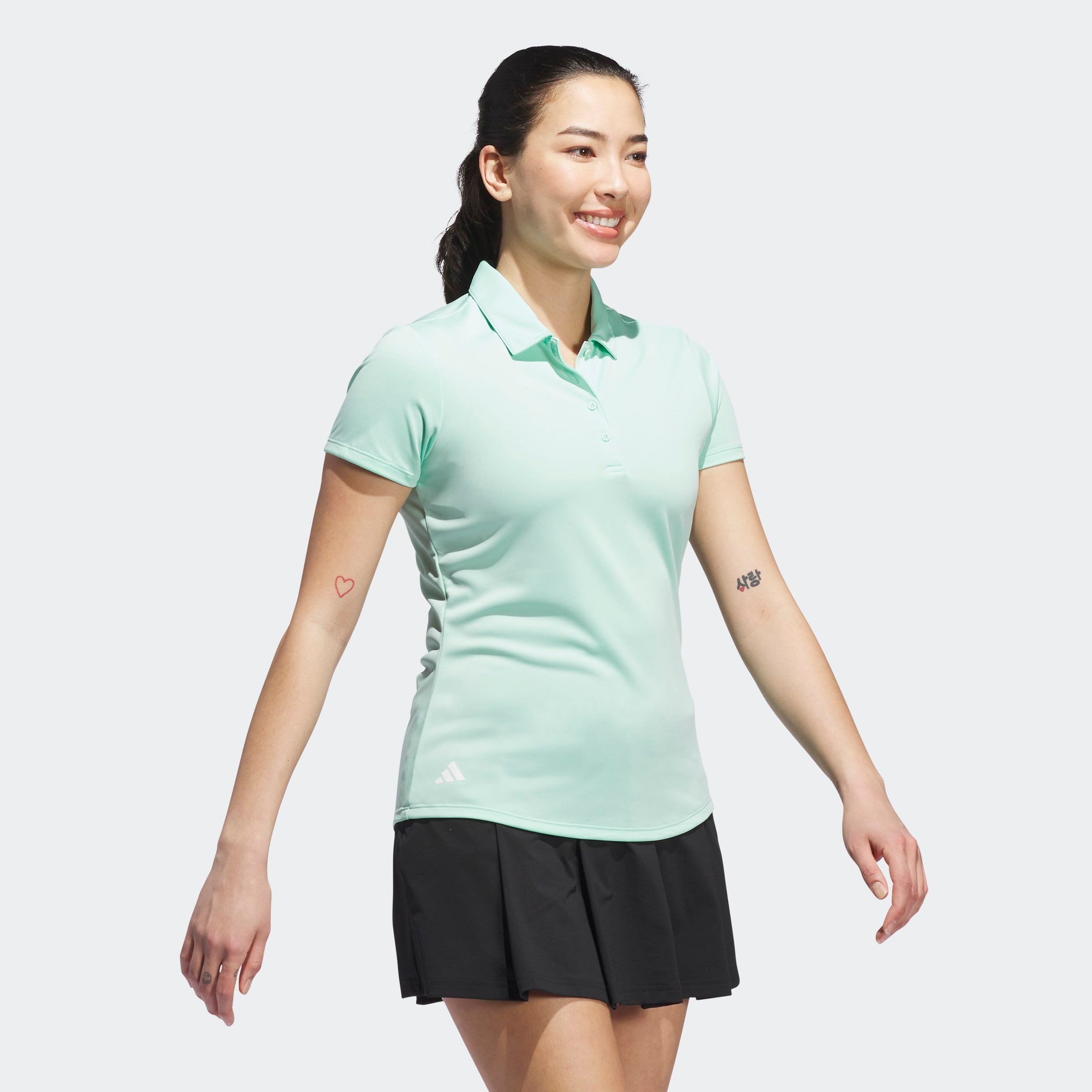 adidas Performance Poloshirt SOLID PERFORMANCE SLEEVE FÜR DAMEN mit Druckknopfverschluss, aus Polyester, leichtes Pikeematerial