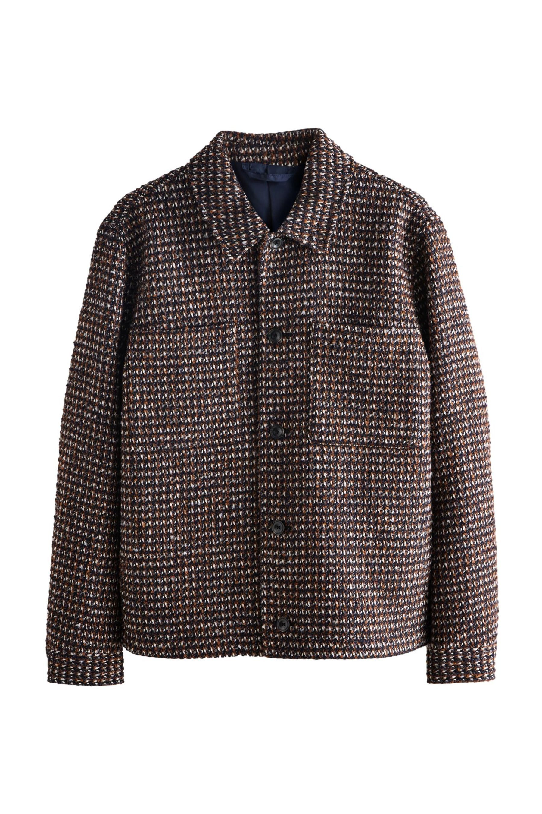 Strickjacke Elegante Hemdjacke mit Strickstruktur Wollanteil