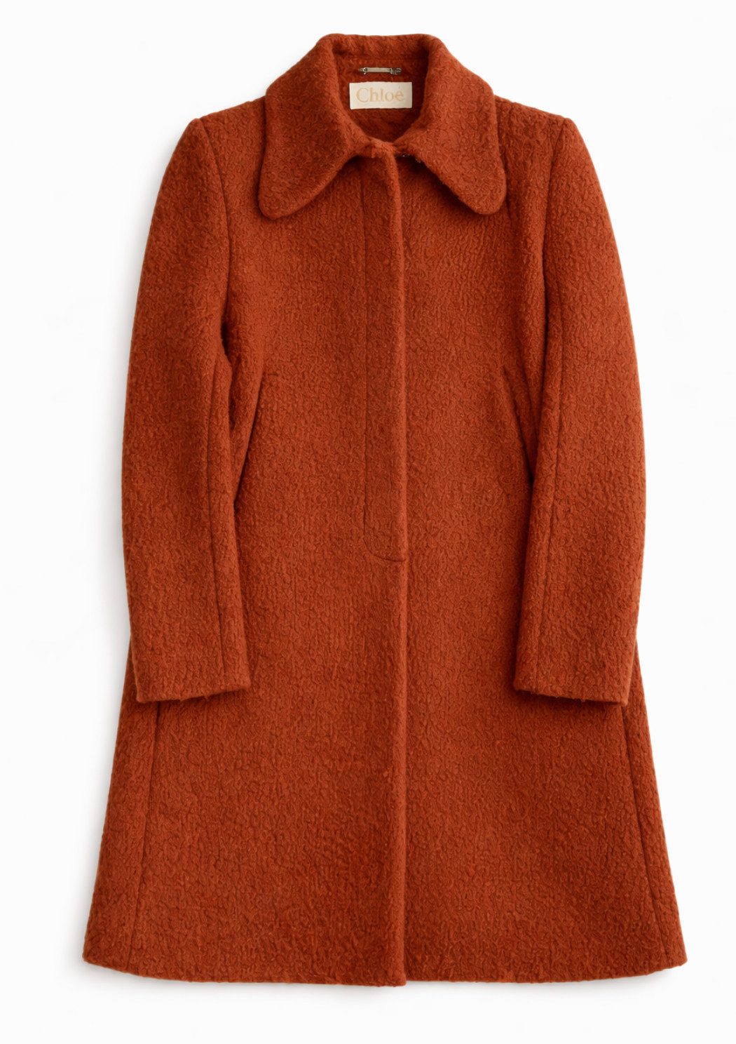 Chloé Wintermantel Jacke Französische Eleganz in terracottafarbener Crépon-Struktur Edle Crépon-Oberfläche mit charakteristischer Struktur