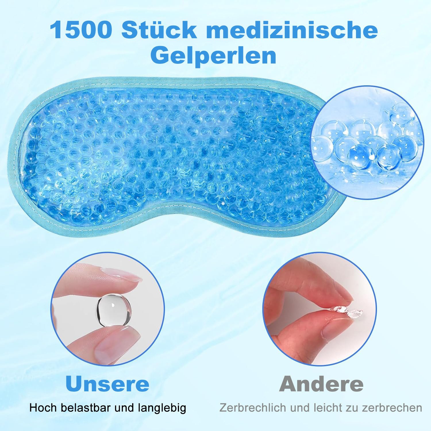COOL-i ® Gesichtsmaske Kühlende Gel-Augenmaske – Wiederverwendbare Eis-Kompressen, bei Schwellungen, Müdigkeit & Migräne