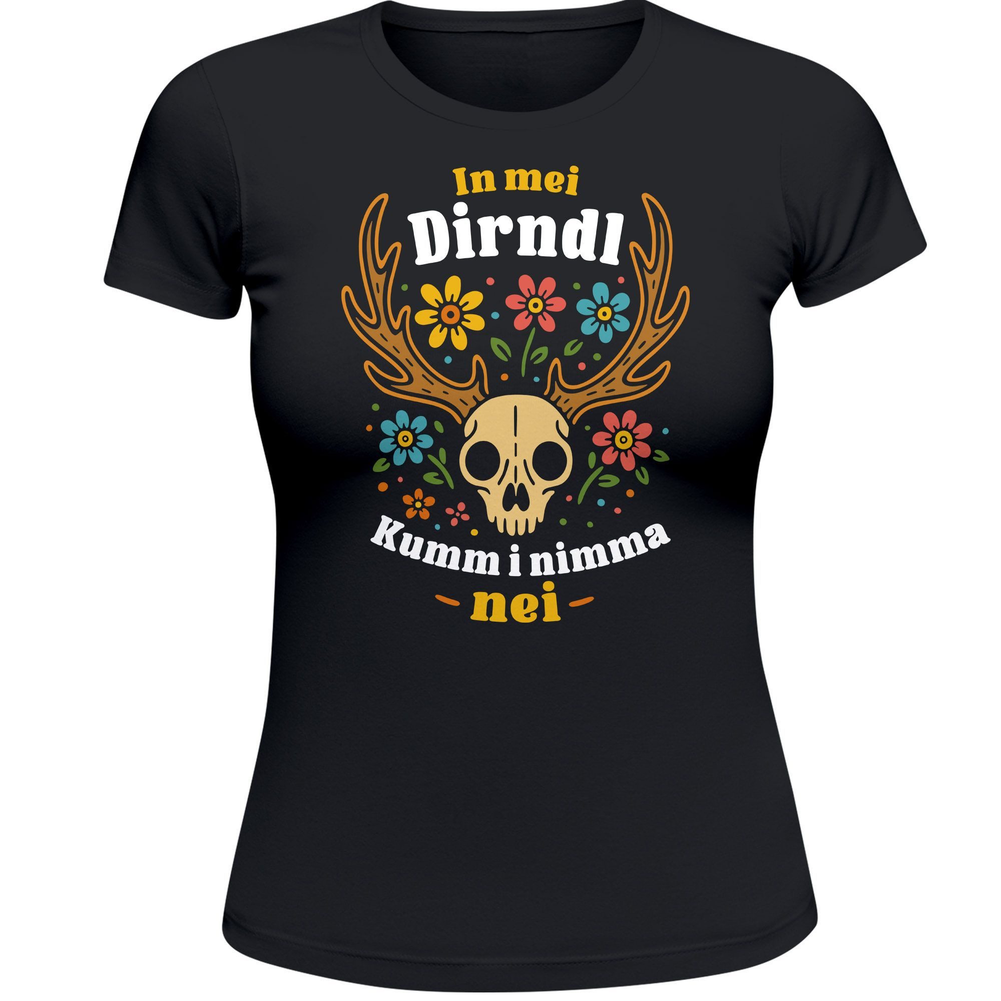 Print-Shirt Damen T-Shirt für das Oktoberfest In mei Dirndl kumm i nimma nei