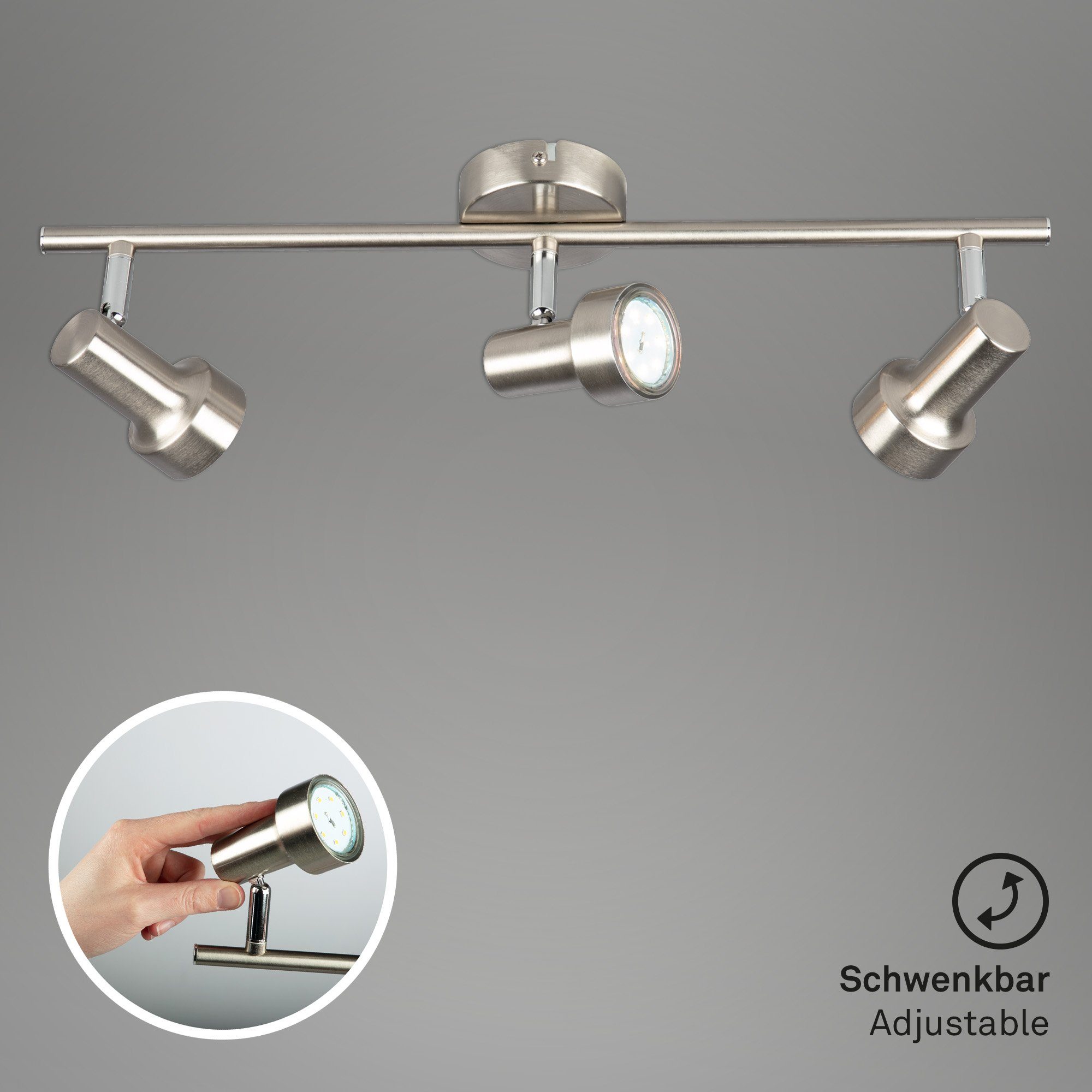 Briloner Leuchten LED Deckenspots 2843-032, LED wechselbar, Warmweiß,  matt-nickel, GU10, Deckenlampe