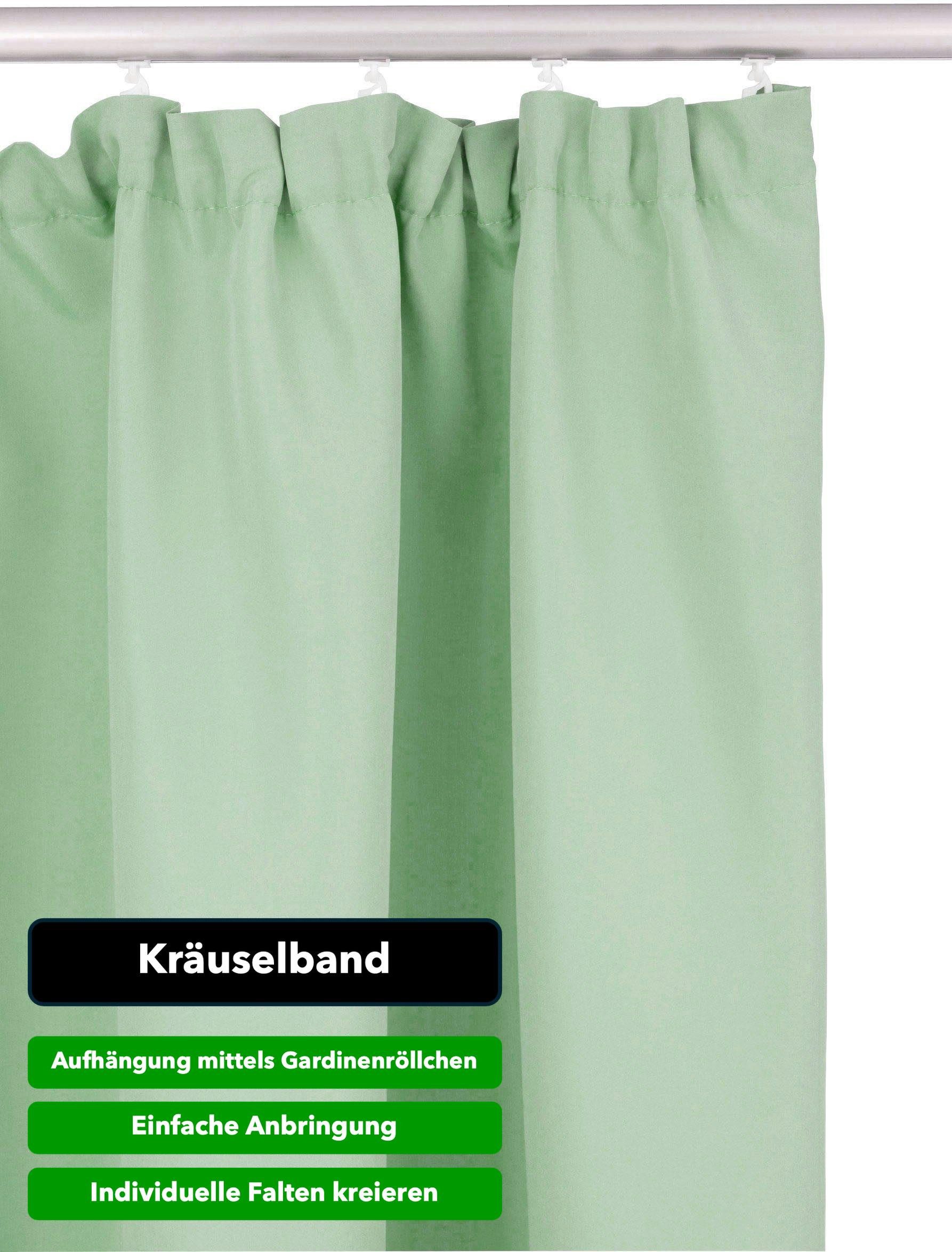OTTO home Vorhang Parry (2 St), Kräuselband, blickdicht, Polyester, 2-er Set, blickdicht, monochrom, basic, einfarbig, Bestseller