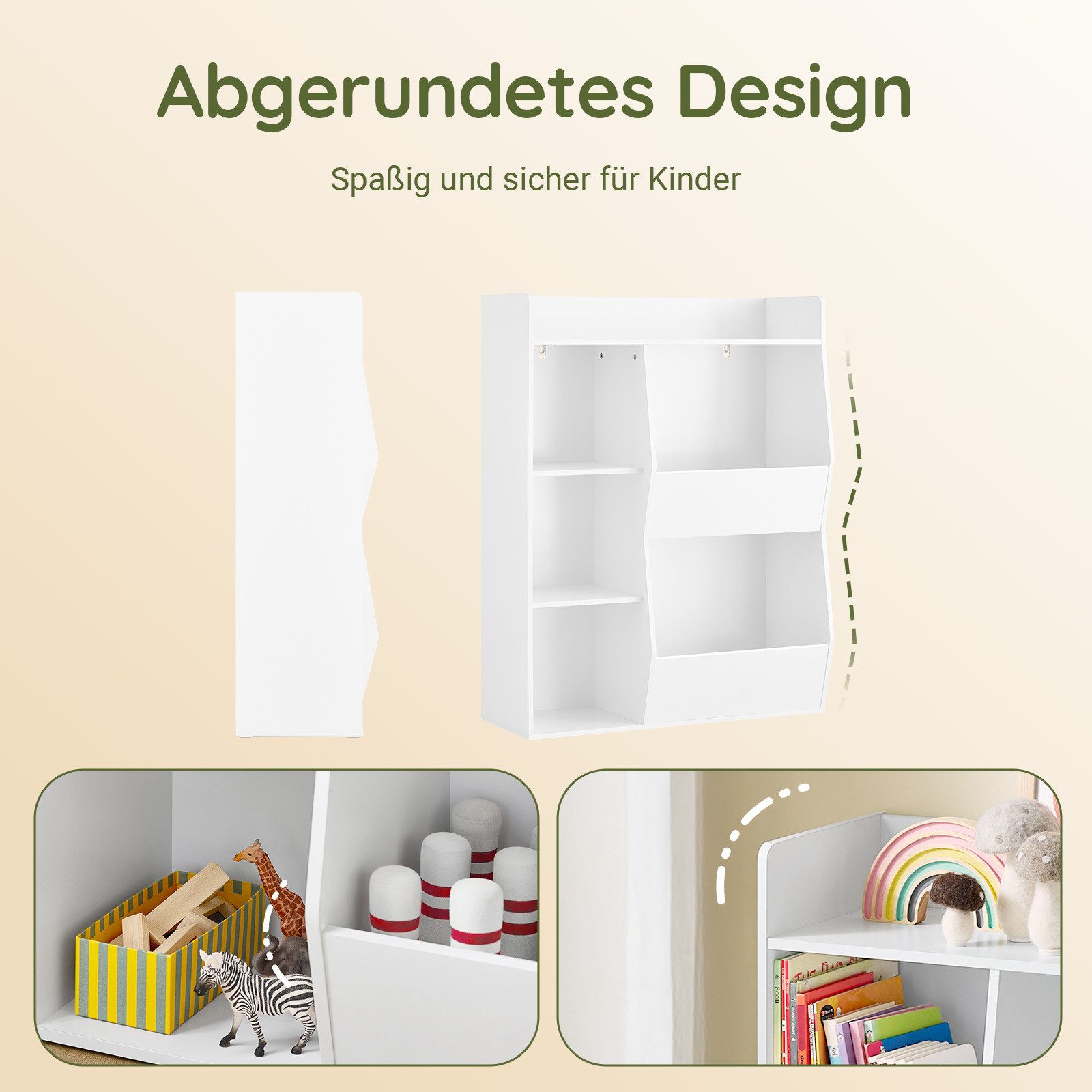 SoBuy Bücherregal KMB55, Montessori Regal Kinderregal Aufbewahrungsregal Spielzeugtruhe, mit Ablagefächern und Fächern, Standregal, Regal Kinderzimmer