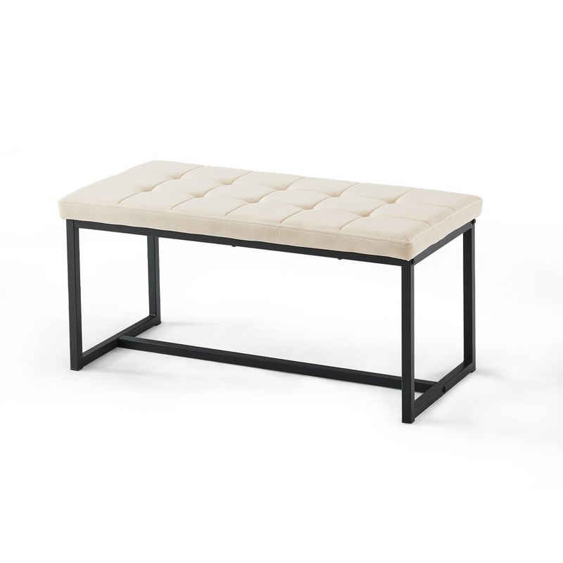 CLIPOP Essbank Esstischhocker (1er Set), gepolsterter Sitzbank, Loungehocker mit Metallgestell aus Samtstoff