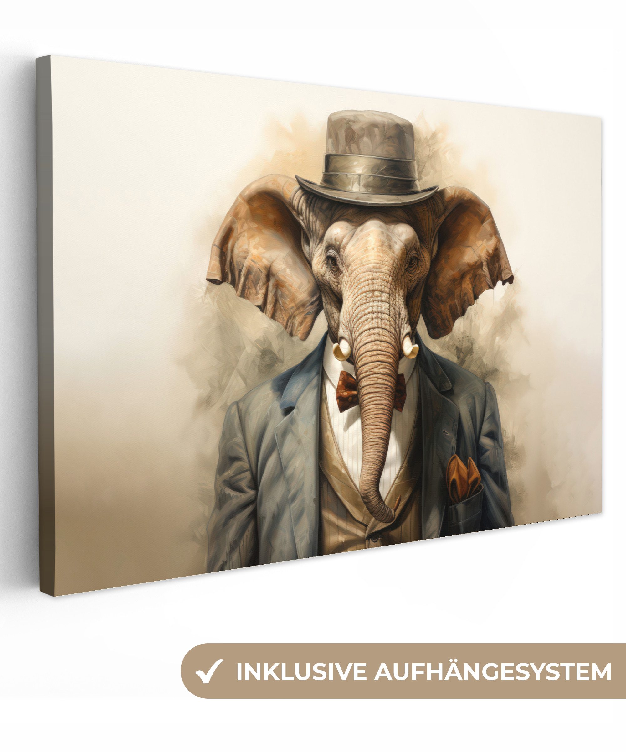 OneMillionCanvasses® Leinwandbild Vintage - Elefant - günstig online kaufen