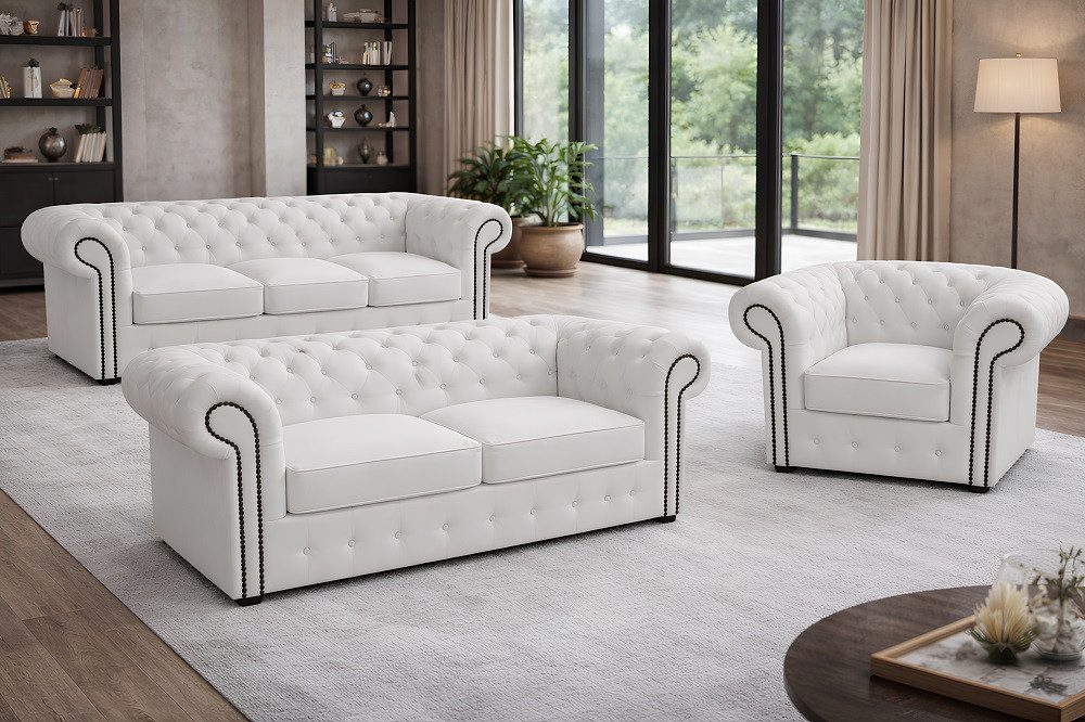 JVmoebel Chesterfield-Sofa Chesterfield Sofa aus echtem Rindsleder in eleganter Optik, Made in Europa