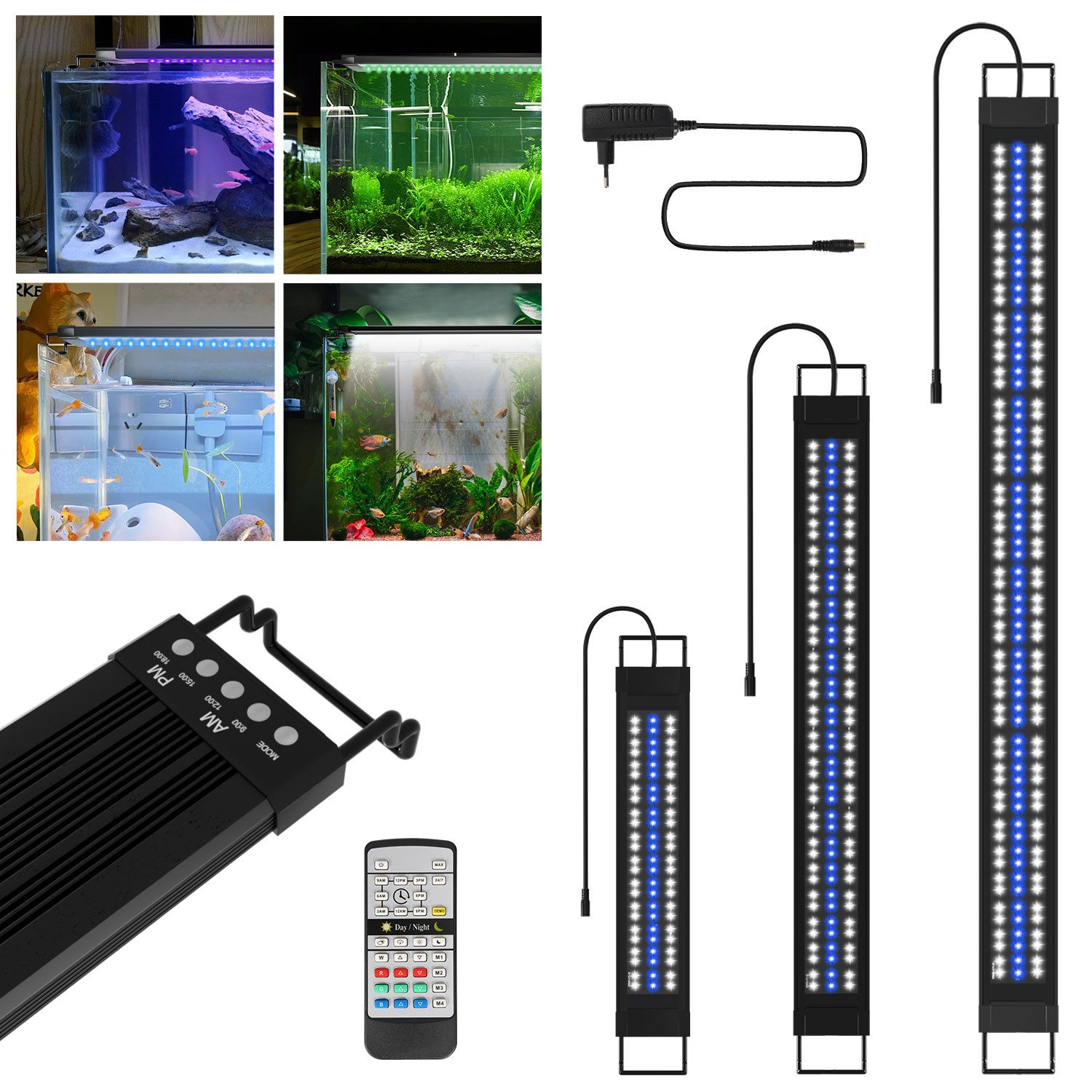 Clanmacy LED Aquariumleuchte LED Aquarium RGB Aquariumleuchte Beleuchtung aquarium licht 18-45W, RGB86.5 FITS 90-120CM TANk
