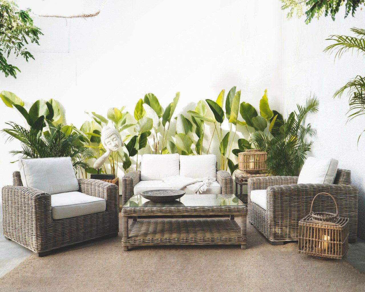 More2Home Loungesofa Rattan-Sofa, SPLIT, 2-sitzig, 150 cm grau