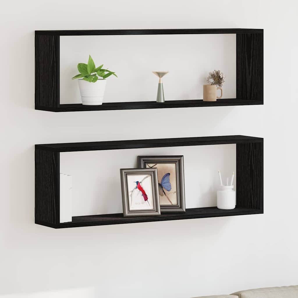 vidaXL Regal Wandregale 2 stk. Schwarz Eichen-Optik 80 x 15 x 26 cm, 2-tlg. – Bild 2 von 5