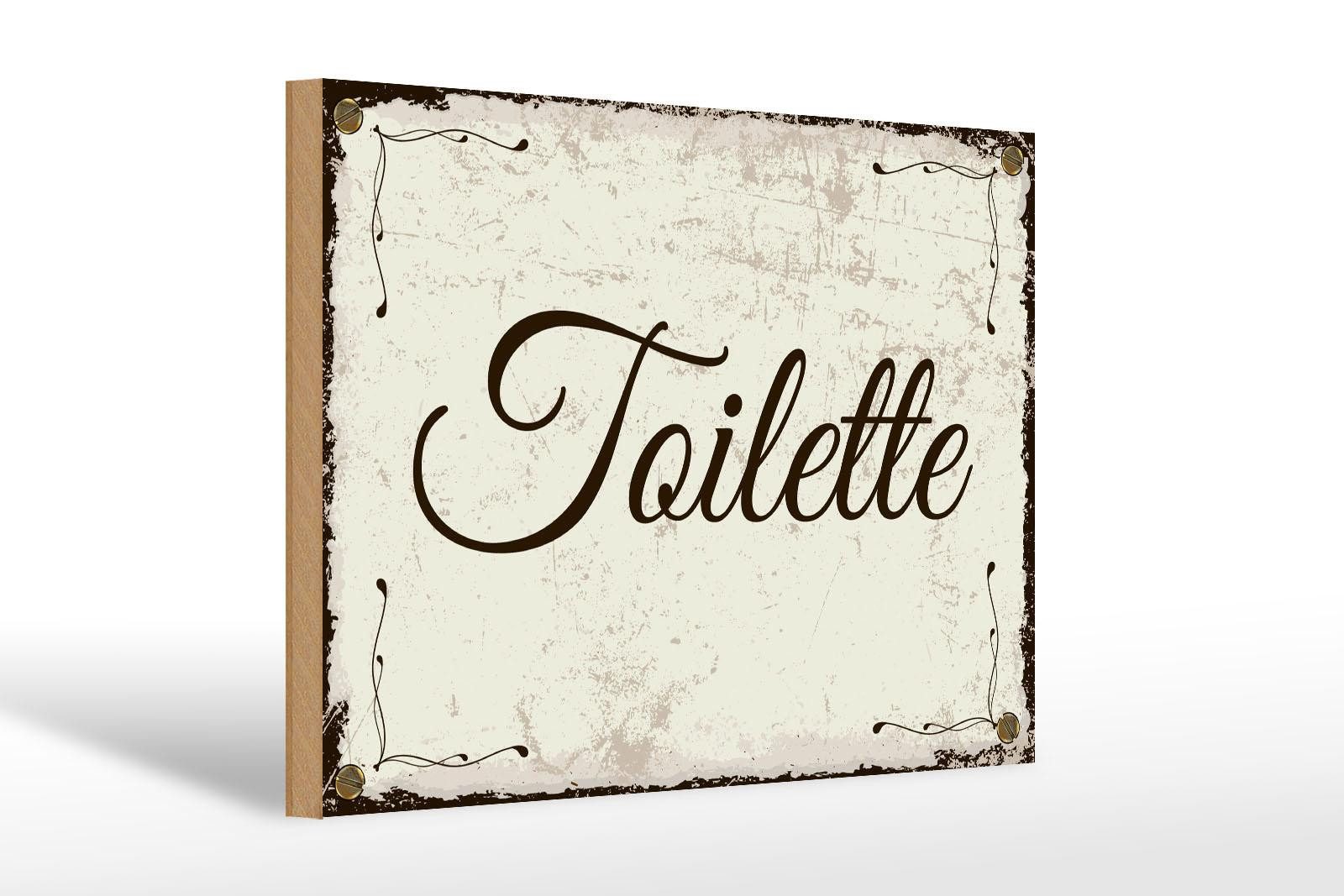 Femer GmbH Holzbild Hinweis 20x30 cm Toilette nostalgisches, (1 St), Glatte Holzfaserplatte (MDF), vorn beschichtet