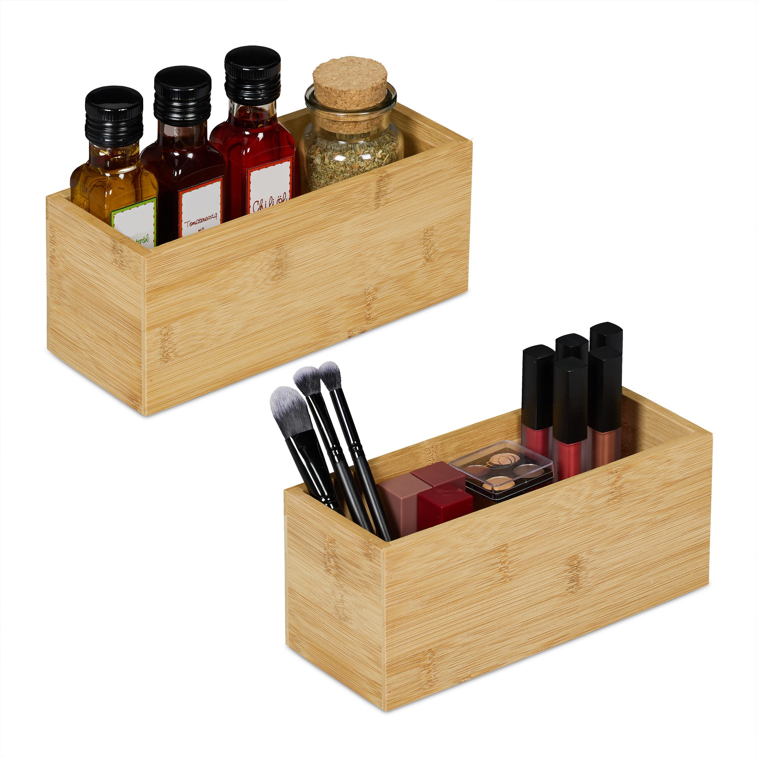 relaxdays Organizer Bambus Aufbewahrungsbox im 2er günstig online kaufen