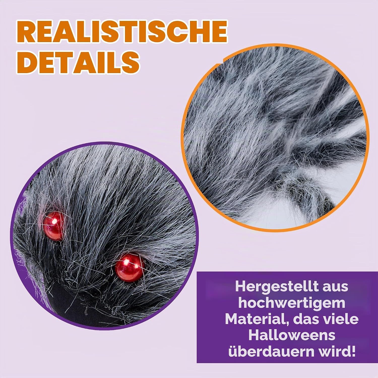 JOYIN Dekofigur JOYIN Riesenspinne haarig 150 cm Halloween Deko für Hof Garten – Bild 3 von 5