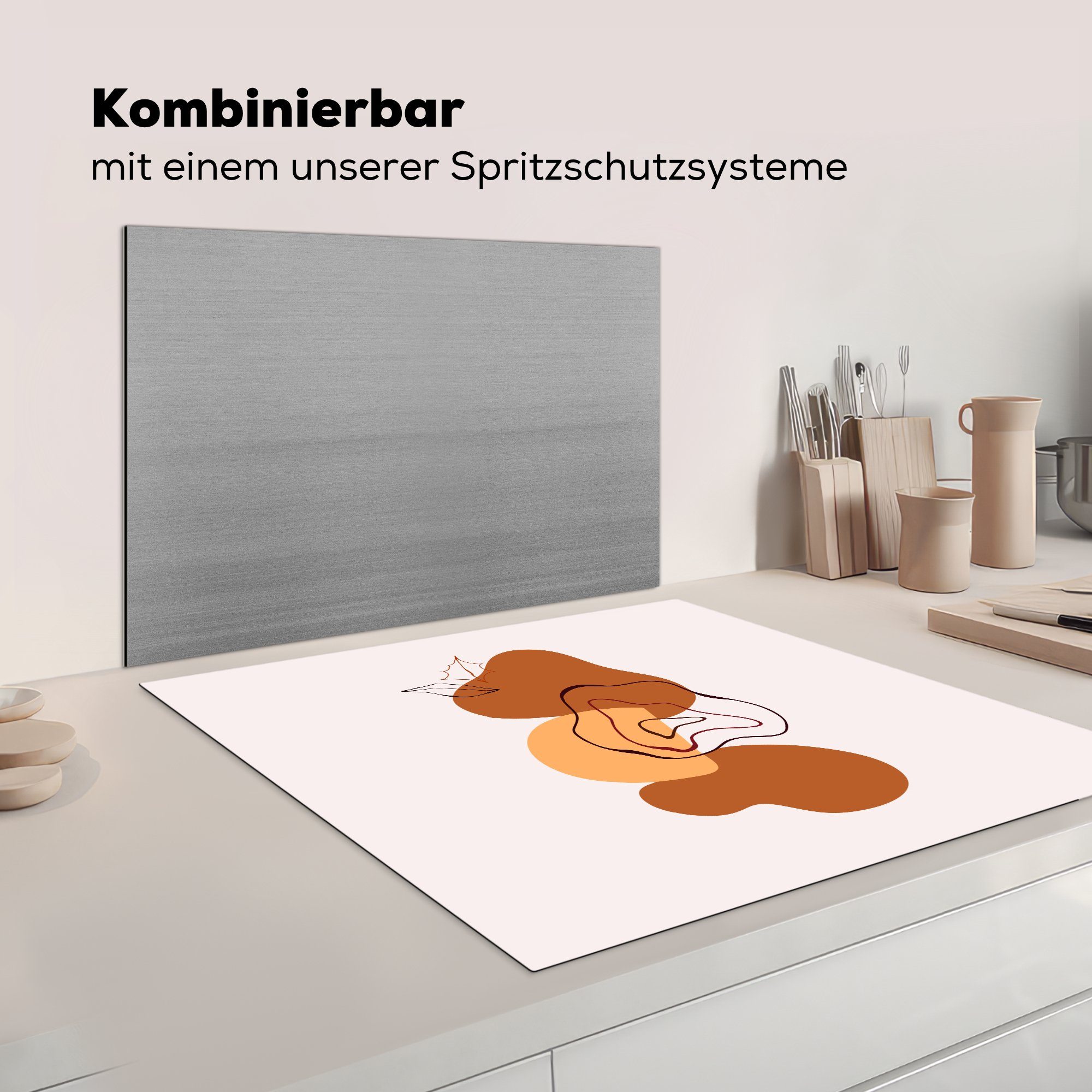 Vinyl, küche Herdblende-/Abdeckplatte MuchoWow (1 für - Winter Abstrakt, tlg), - Ceranfeldabdeckung, 78x78 cm, Arbeitsplatte Design