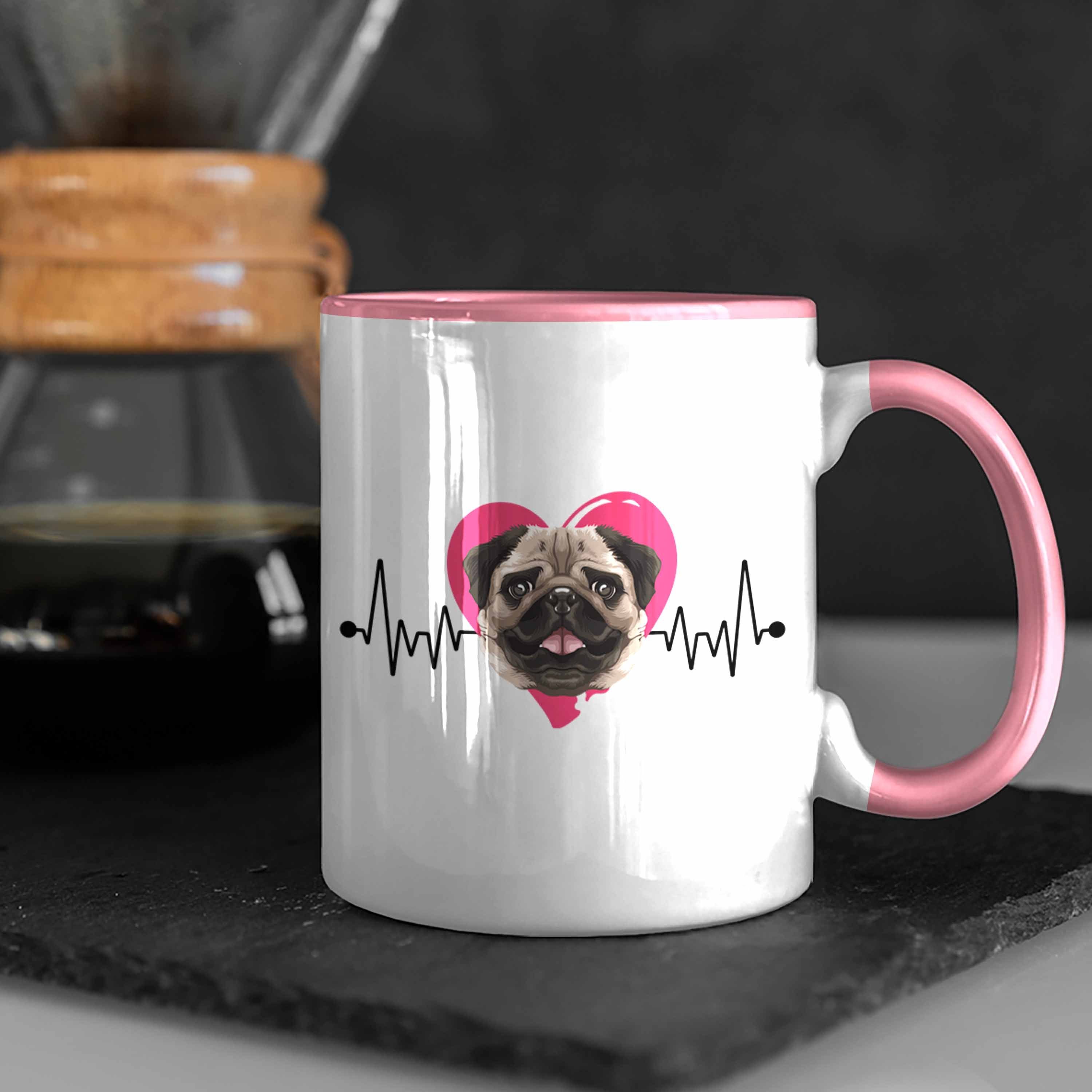 Tasse Geschenkidee Trendation Spruch Mops M Besitzer Herzschlag Rosa Lustiger Geschenk Tasse