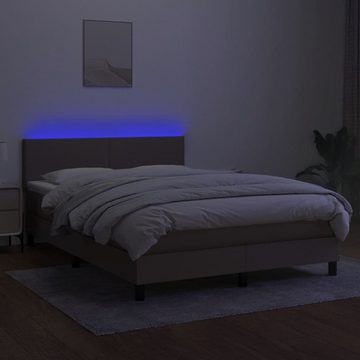 vidaXL Bettgestell Boxspringbett mit Matratze LED Taupe 140x200 cm Stoff Bett Bettgestel