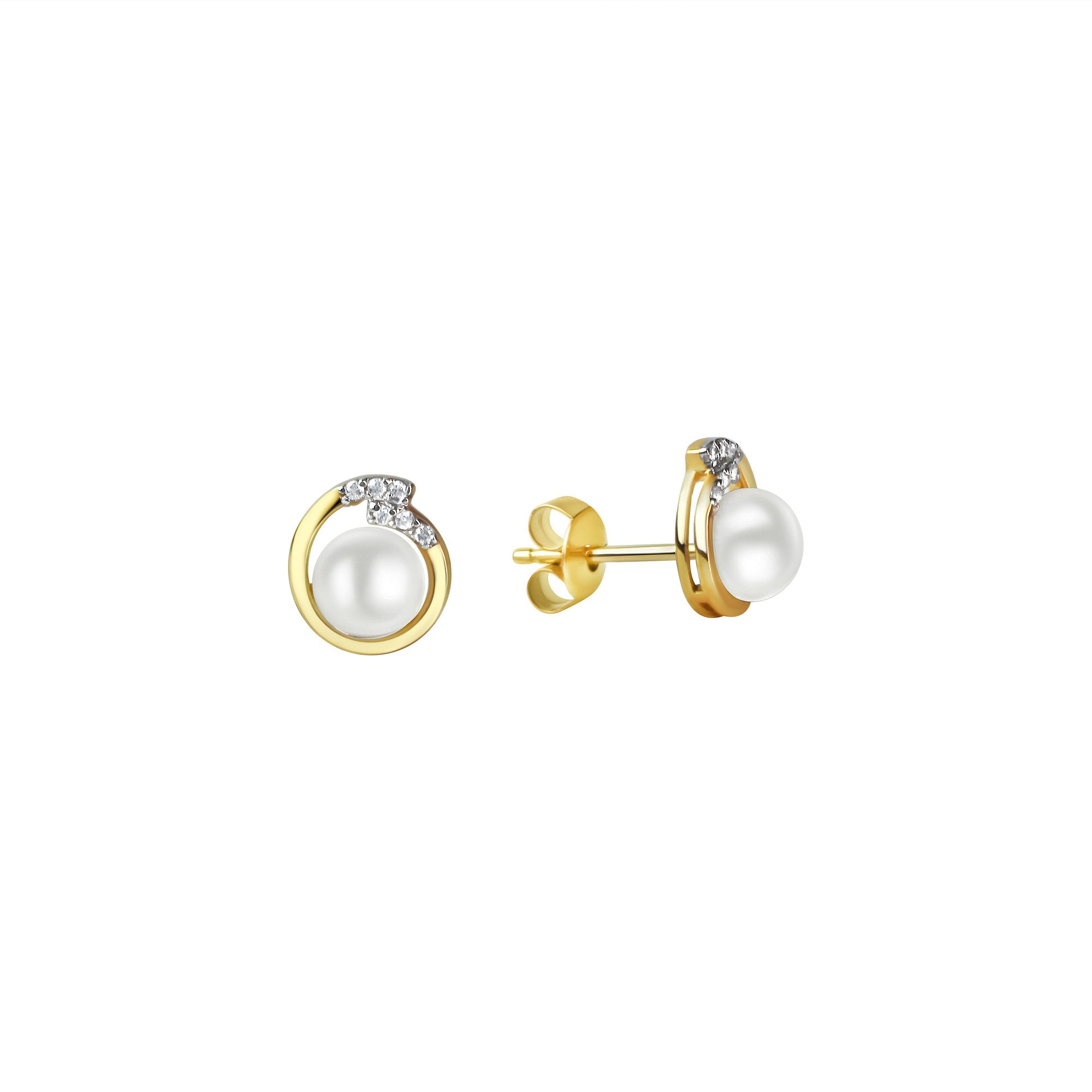 Vivance Paar Ohrstecker 375/- Gelbgold bicolor Zirkona Perle