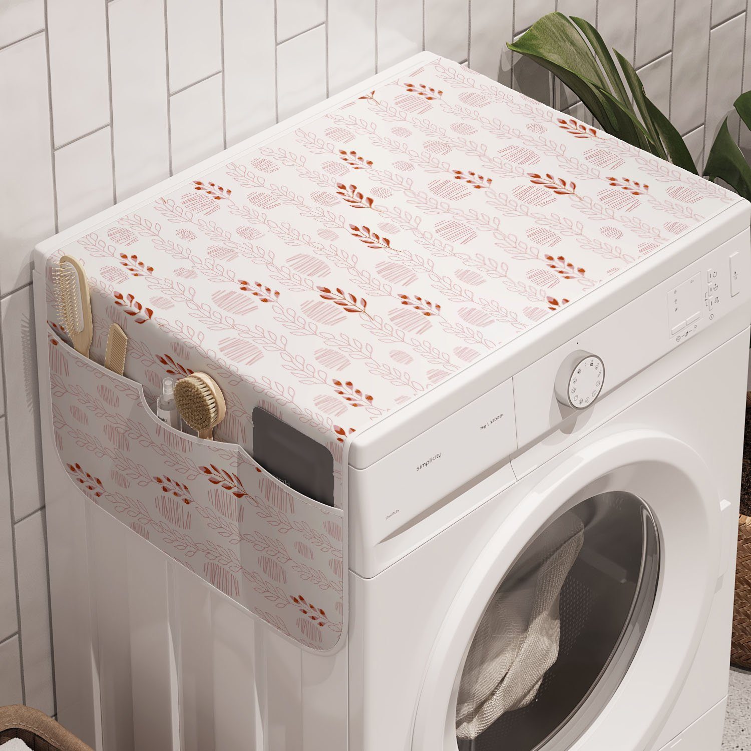 Trockner, Abakuhaus Waschmaschine Anti-Rutsch-Stoffabdeckung Pastell für Badorganizer Weiche Kunst und Blätter Luken und