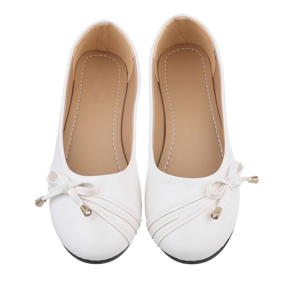 Ital-Design Damen Freizeit Ballerina (85894104) Blockabsatz Klassische Ballerinas in Weiß