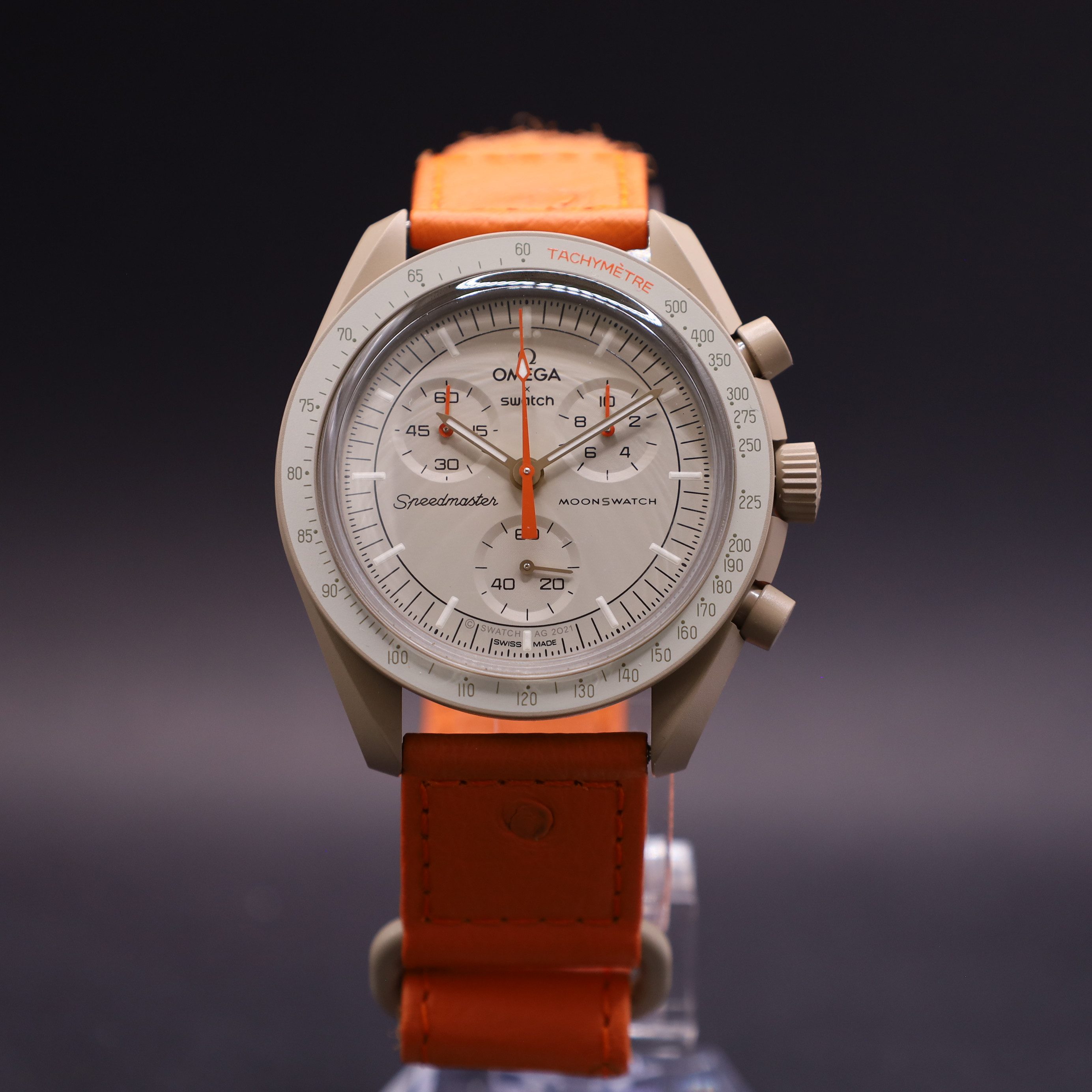 Swatch Chronograph OMEGA x Swatch MoonSwatch Mission to Jupiter Straußenleder SO33C100C, (1-tlg)