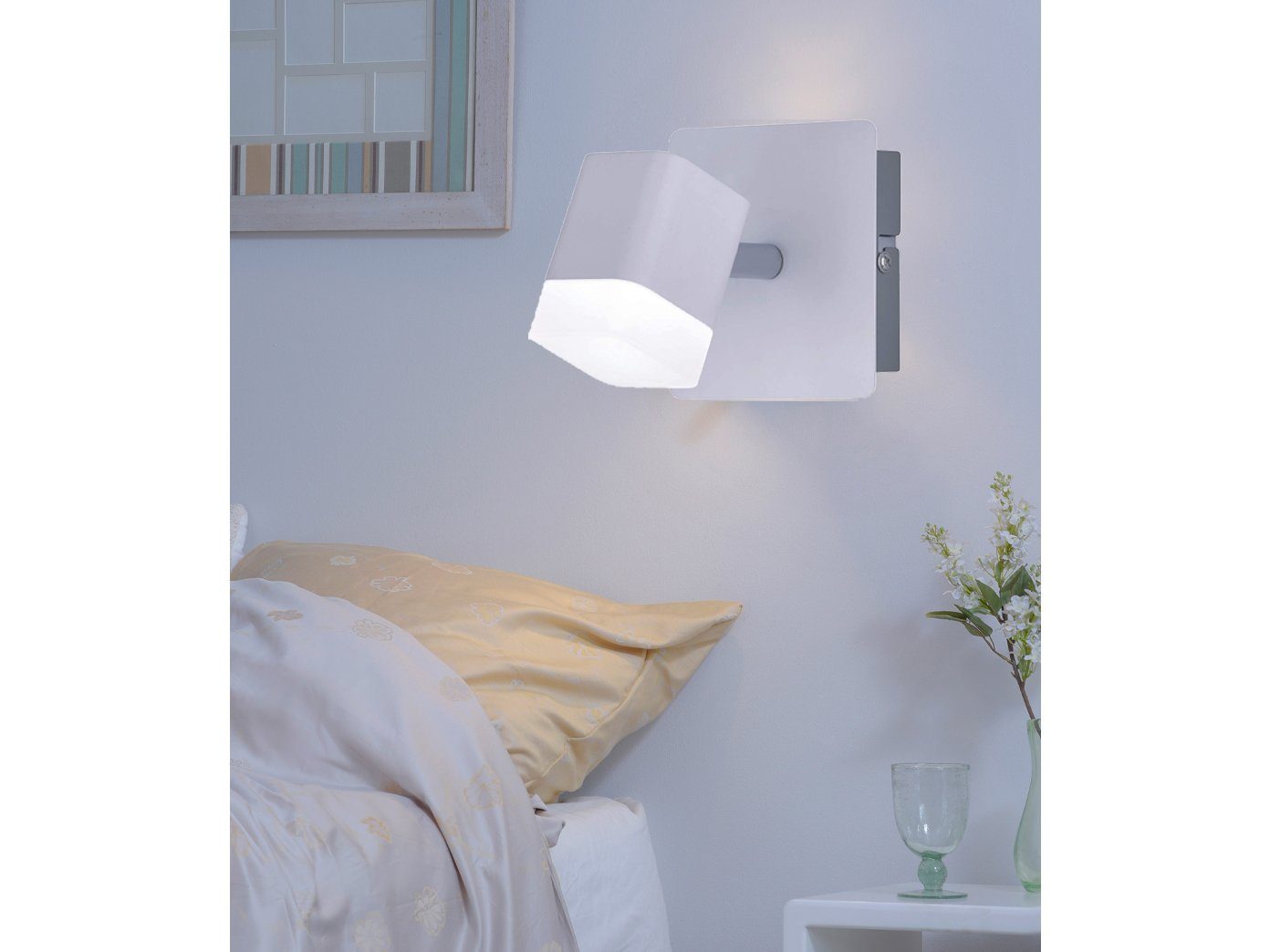 Warmweiß, fest integriert, & meineWunschleuchte kleine Wandlampe Bett, Weiß Wandstrahler, innen, Treppenhaus LED 11cm, 2er-SET Höhe LED