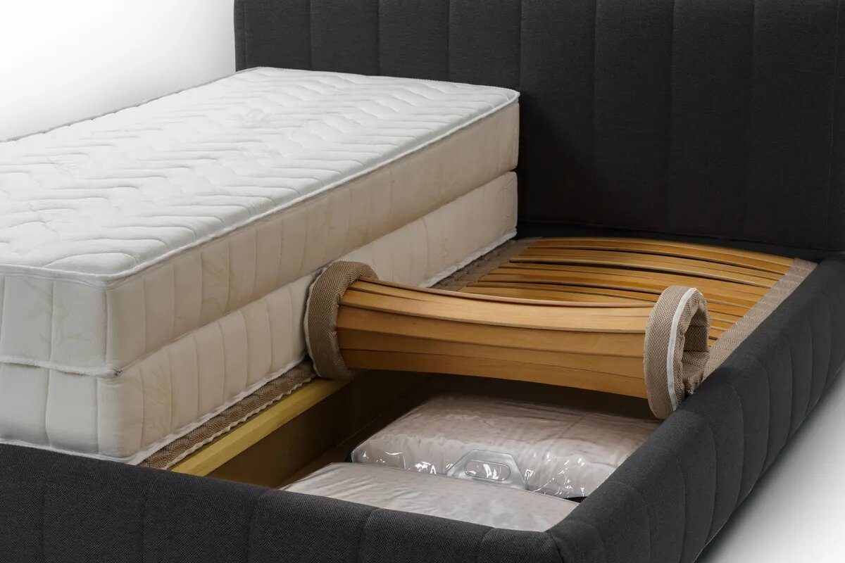 Letti Moderni Holzbett aus hochwertigem Bett Plüsch Puro, Massivholz hergestellt Anthracite