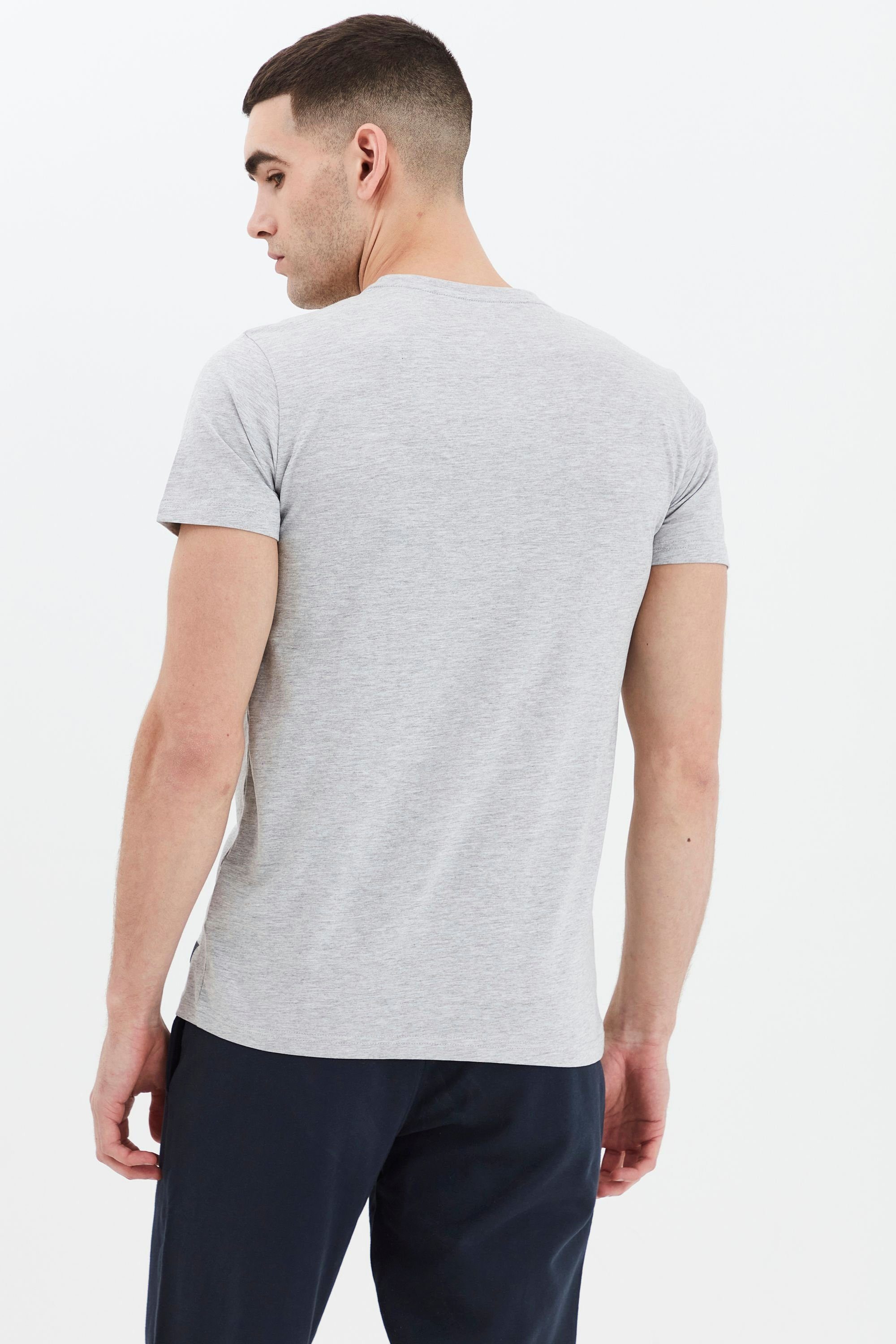 Print T-Shirt mit (1541011) Melange Print-Shirt Light SDPedro !Solid Grey