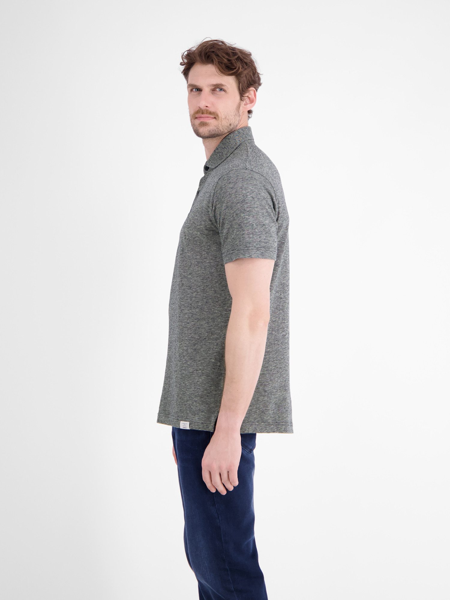 LERROS Poloshirt Poloshirt aus Baumwoll-Leinen-Mix in moderner 2-Tone-Optik