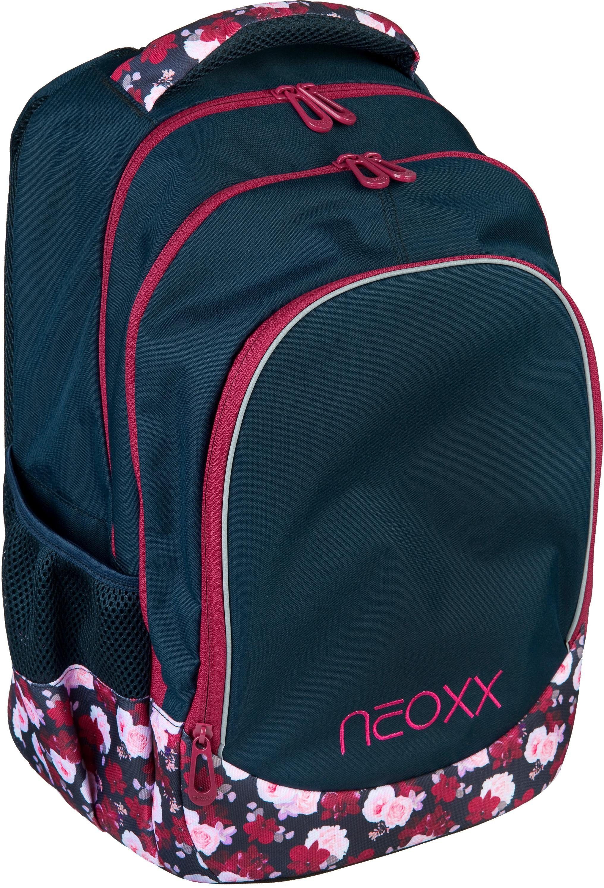 neoxx Schulrucksack Fly, My Heart Blooms, aus recycelten PET-Flaschen