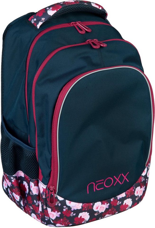 neoxx Schulrucksack Fly, My Heart Blooms, aus recycelten PET-Flaschen