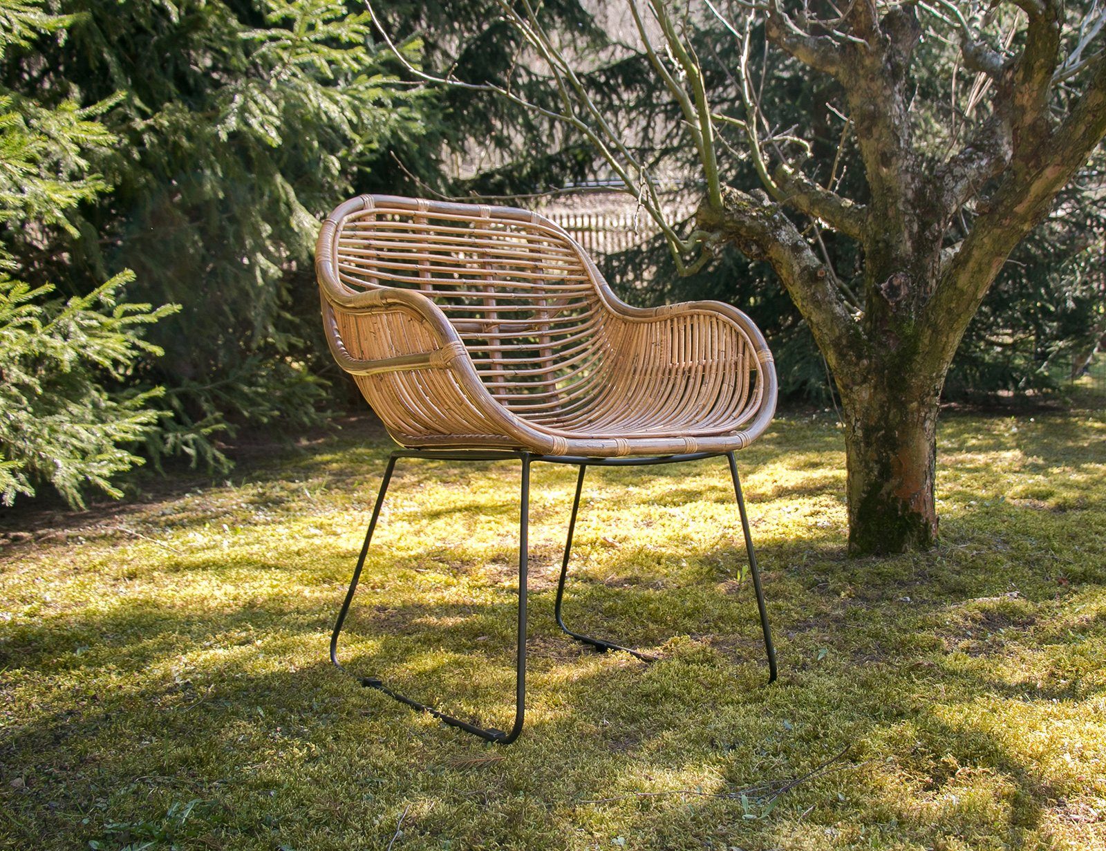 Lycce Gartenstuhl GARTENSTUHL aus Rattan Loungesessel Balkonstuhl