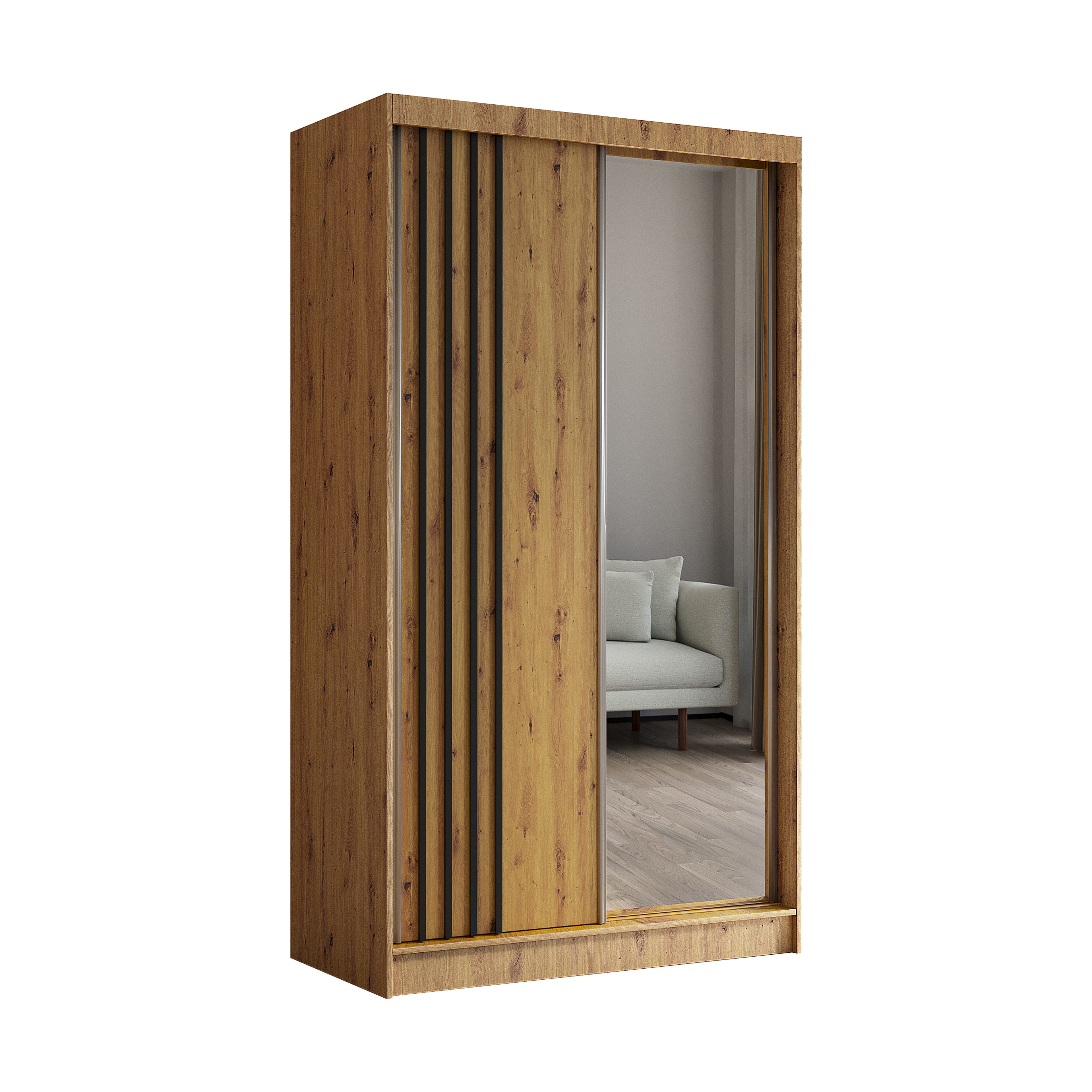 ALTDECOR Schiebetürenschrank NALLA Spiegel Spiegeltüren Lamellen Schwebetür günstig online kaufen