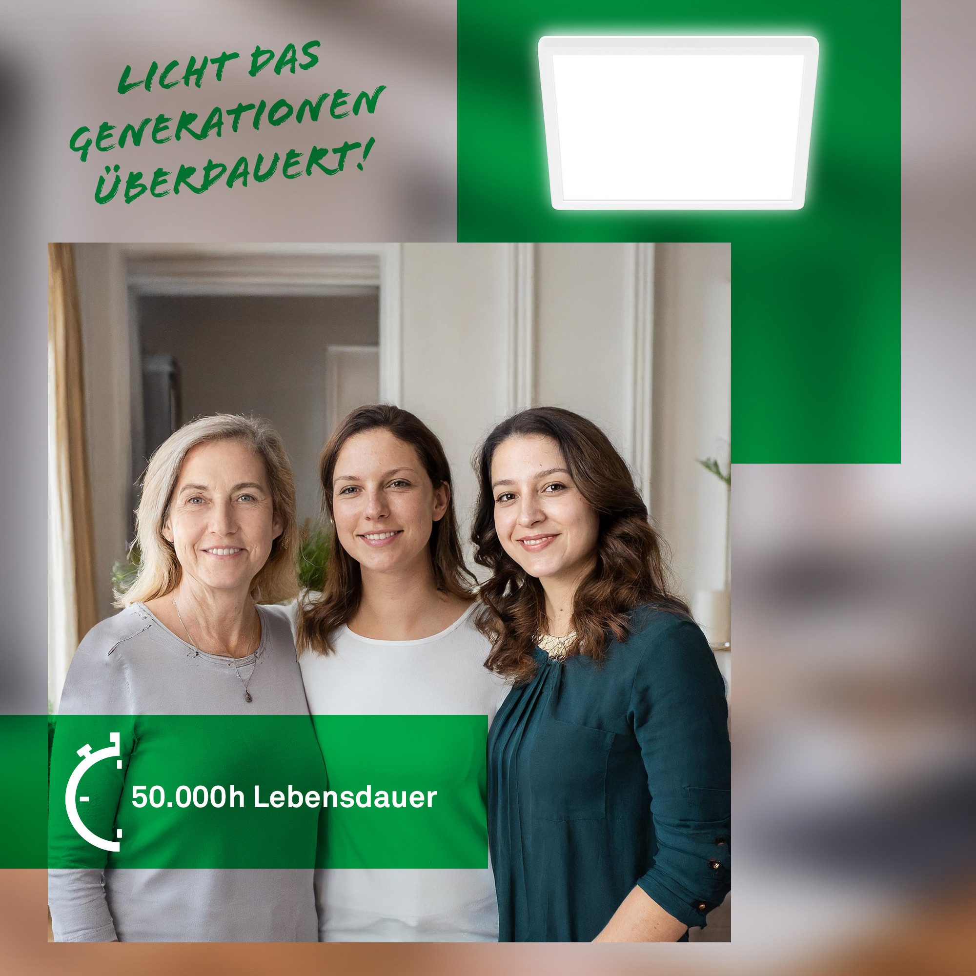 Briloner Leuchten LED Panel Deckenlampe ultraflach Energieeffizienz A Backlight-Effekt, LED fest integriert, LED wechselbar, 4000K, Verschiedene Ausführungen, Wohnzimmer Schlafzimmer Küche